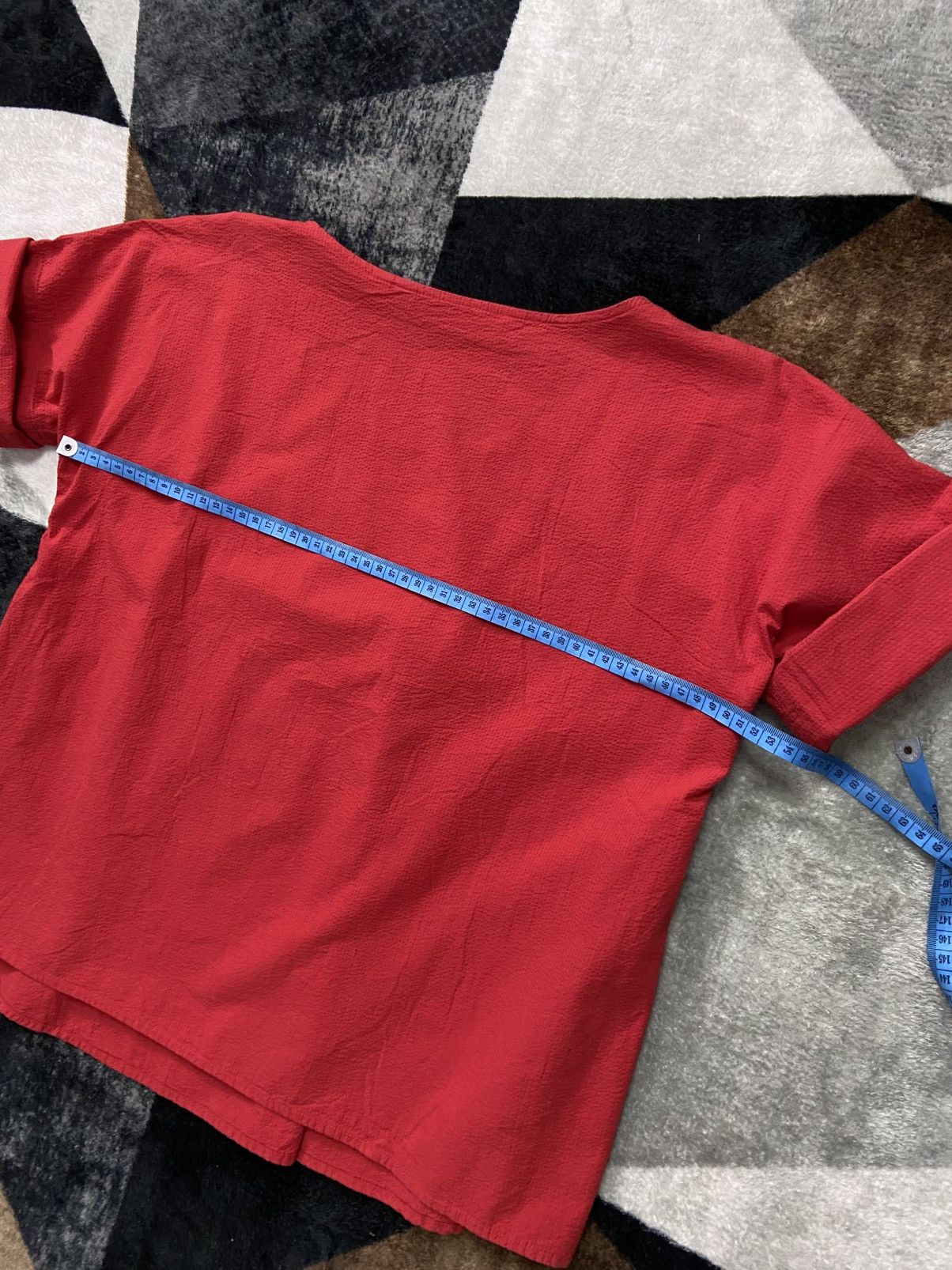 Lemaire × Uniqlo Uniqlo and Lemaire 2016 Seersucker Roll Sleeve Blouse Red Size S / US 4 / IT 40 - 7 Thumbnail