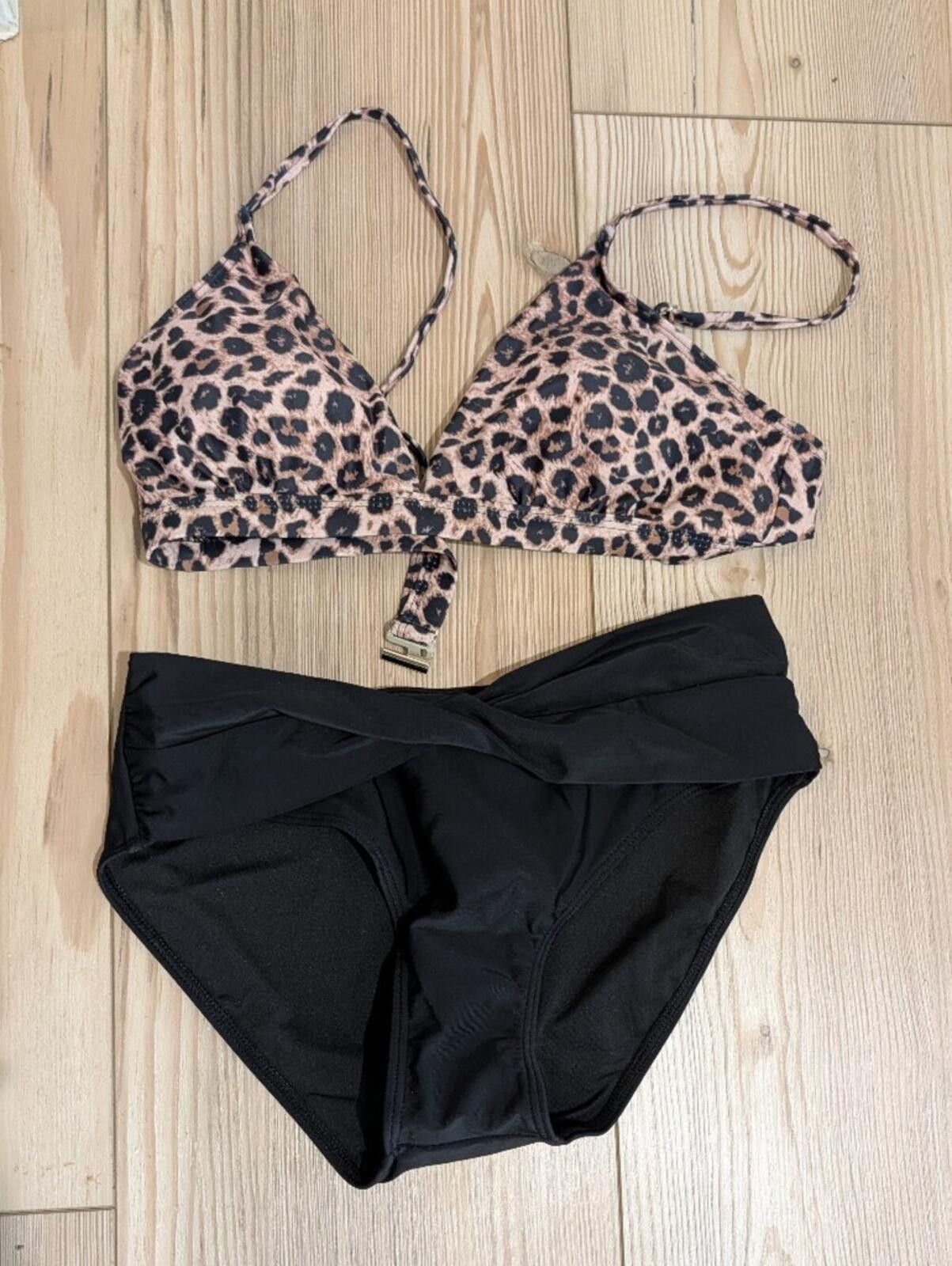 Other Leopard Print Triangle Bikini Top with High-Waist Bottoms Size ONE SIZE - 6 Thumbnail
