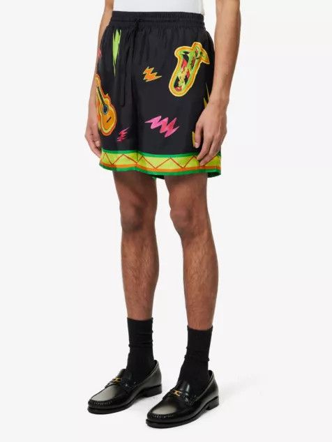 Casablanca o1mle0326 Drawstring Silk Shorts Music For The People Size US 28 / EU 44 - 3 Thumbnail