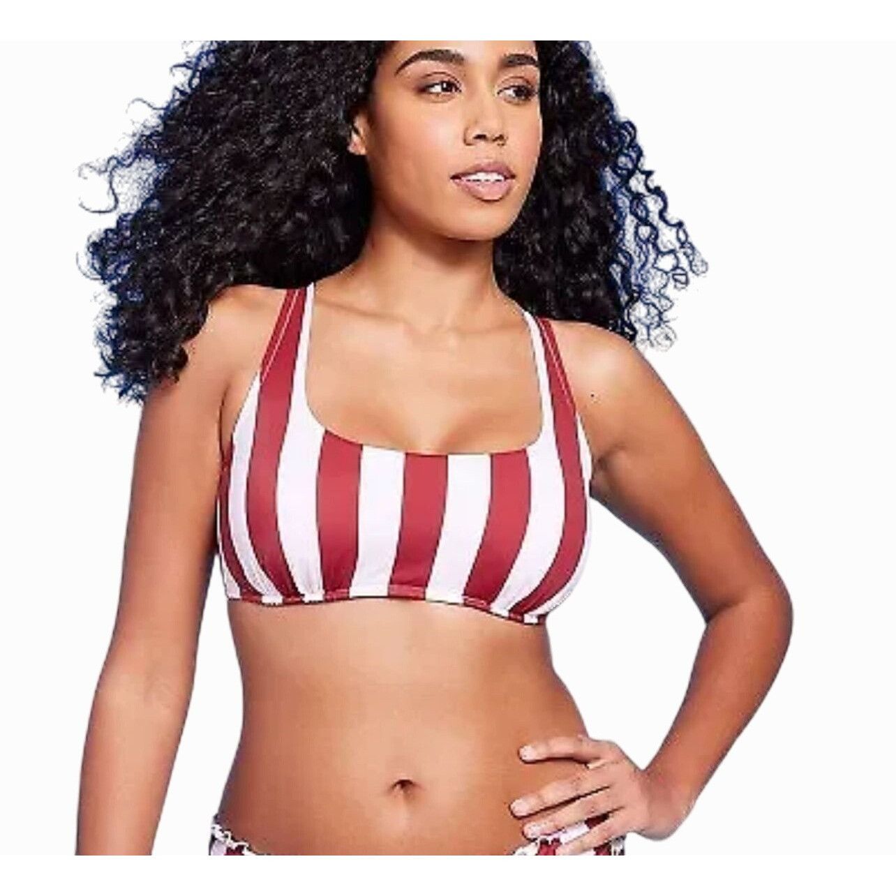 Other Shade & Shore - Women's Bralette Bikini Top - Red/White - 32 Size ONE SIZE - 1 Thumbnail