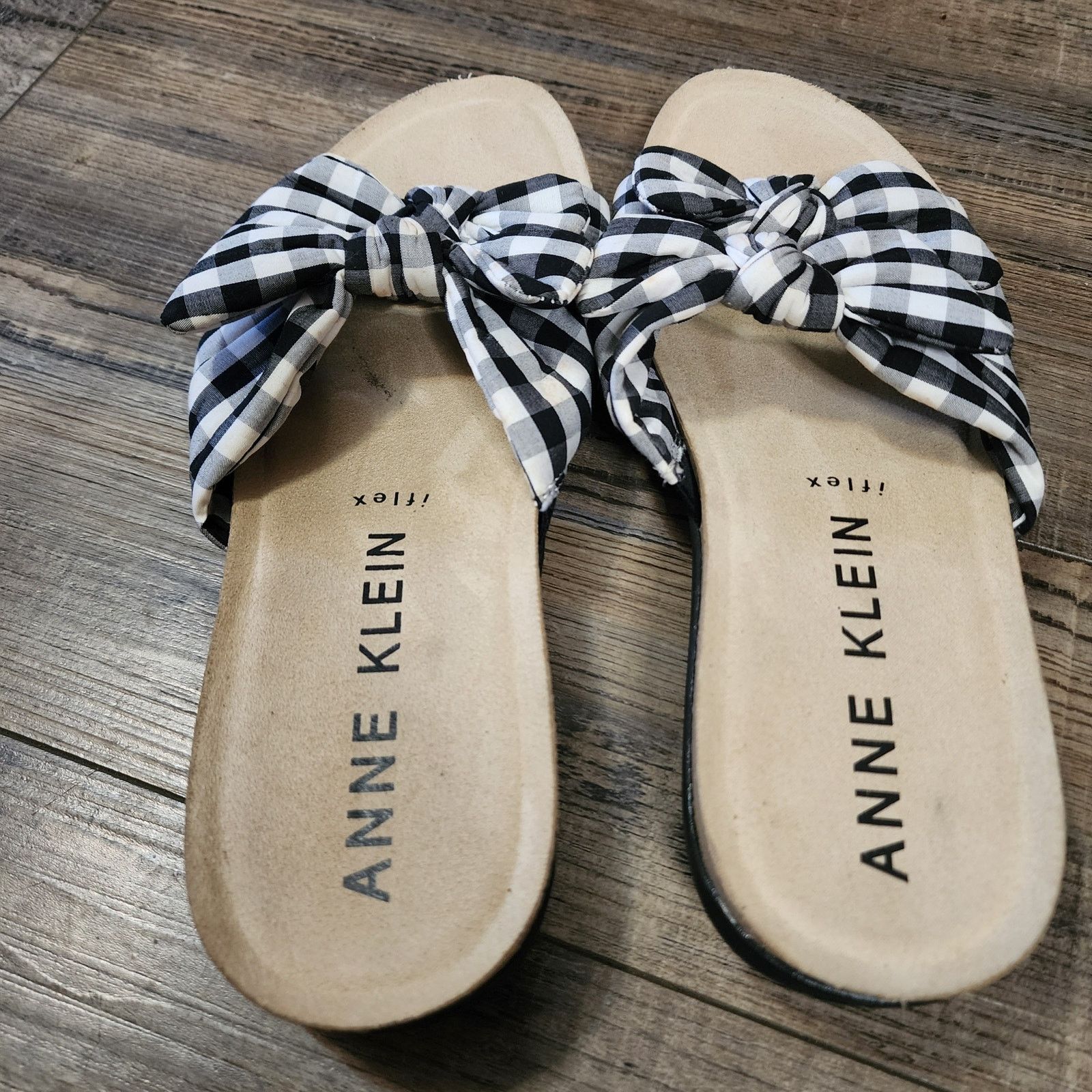 Anne Klein Anne Klein black white plaid sandals shoes womens size 7 SH3 Size US 7 / IT 37 - 7 Thumbnail