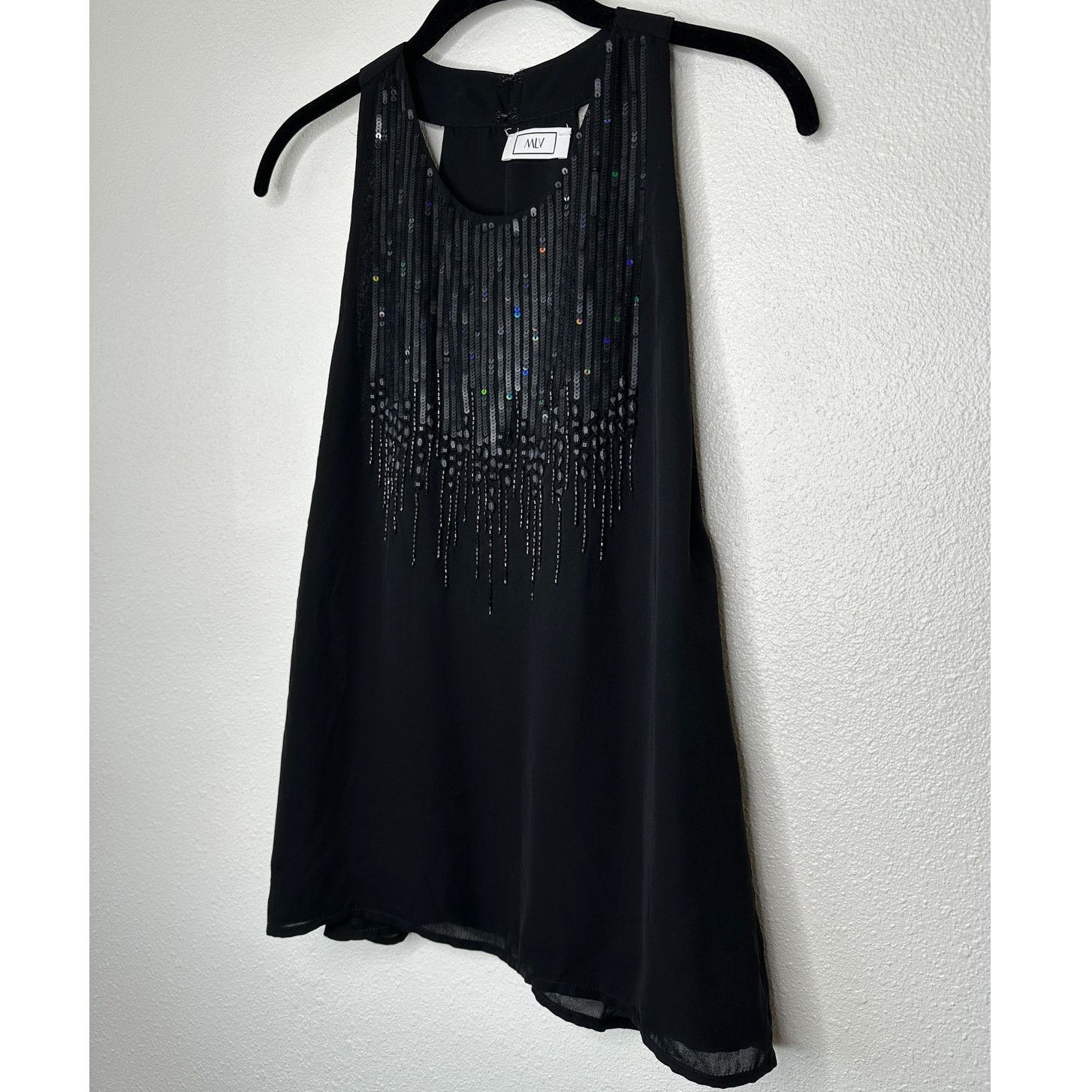 Other MLV Black Sequin Beads Sleeveless Keyhole Back Tank Blouse M Size M / US 6-8 / IT 42-44 - 3 Thumbnail