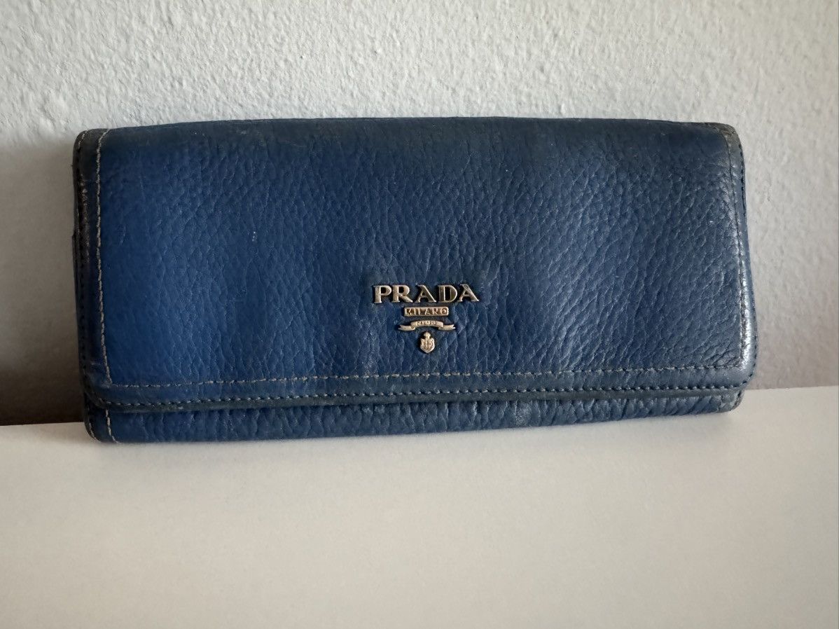 Prada PRADA Blue Teal Blue Leather Women's Continental Flap Wallet Size ONE SIZE - 2 Thumbnail