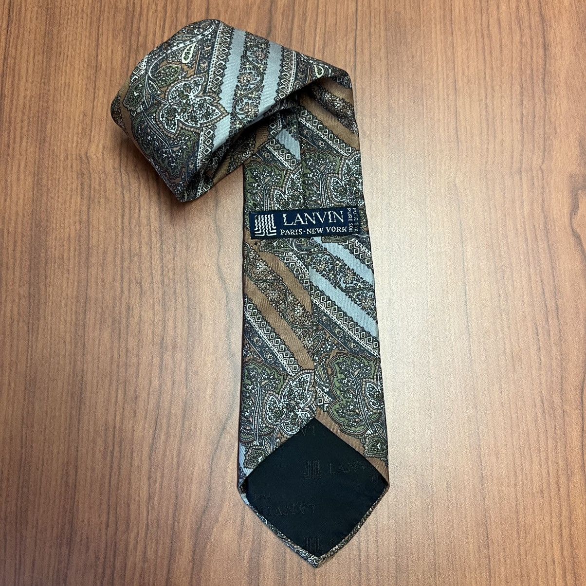 Lanvin Vtg Lanvin Paris Multi-Color Paisley Silk Tie 55”x3” Size ONE SIZE - 7 Thumbnail