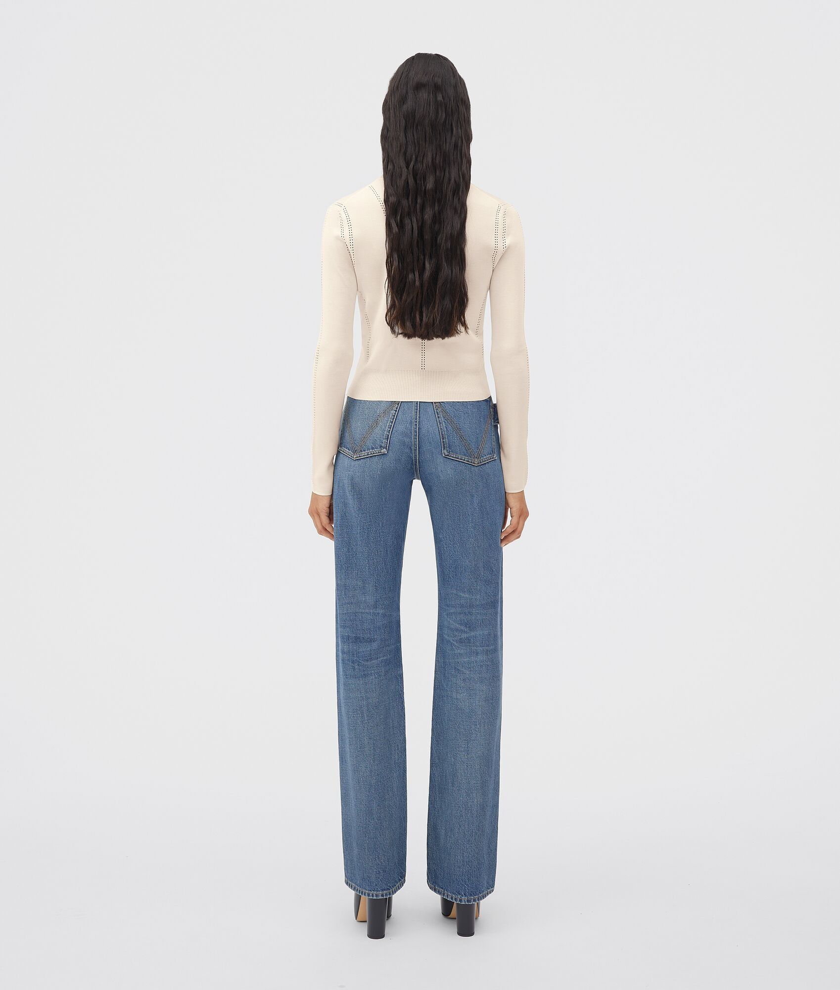 Bottega Veneta o1w1db10825 Silk Jumper in Chalk Size XL / US 12-14 / IT 48-50 - 3 Thumbnail