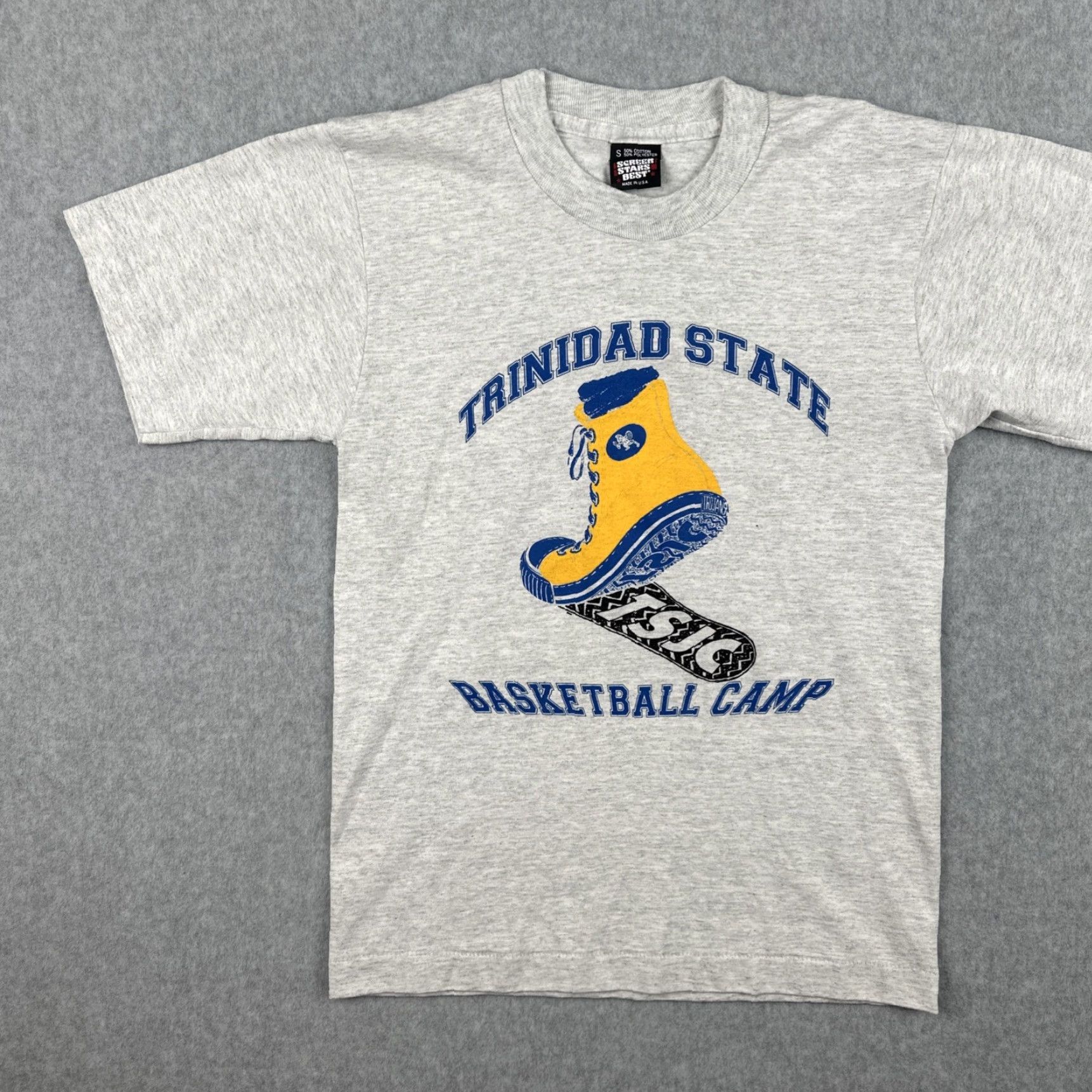 Vintage VINTAGE Screen Stars Best Shirt Gray S Trinidad State Basketball Camp Stars Stitch Graphic Print Crew Neck Short Sleeve Mens Size US S / EU 44-46 / 1 - 3 Thumbnail