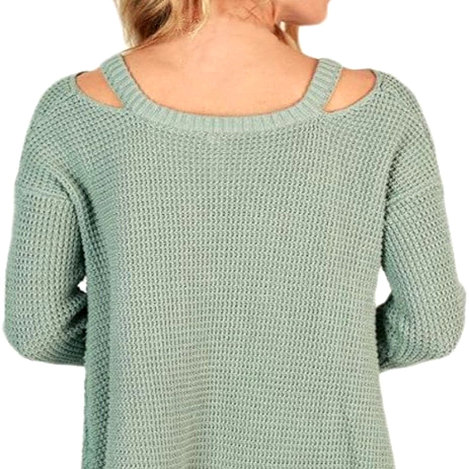 Other SideFeels V Neck Cold Shoulder Knitted Sweater Mint Green L Size L / US 10 / IT 46 - 8 Thumbnail