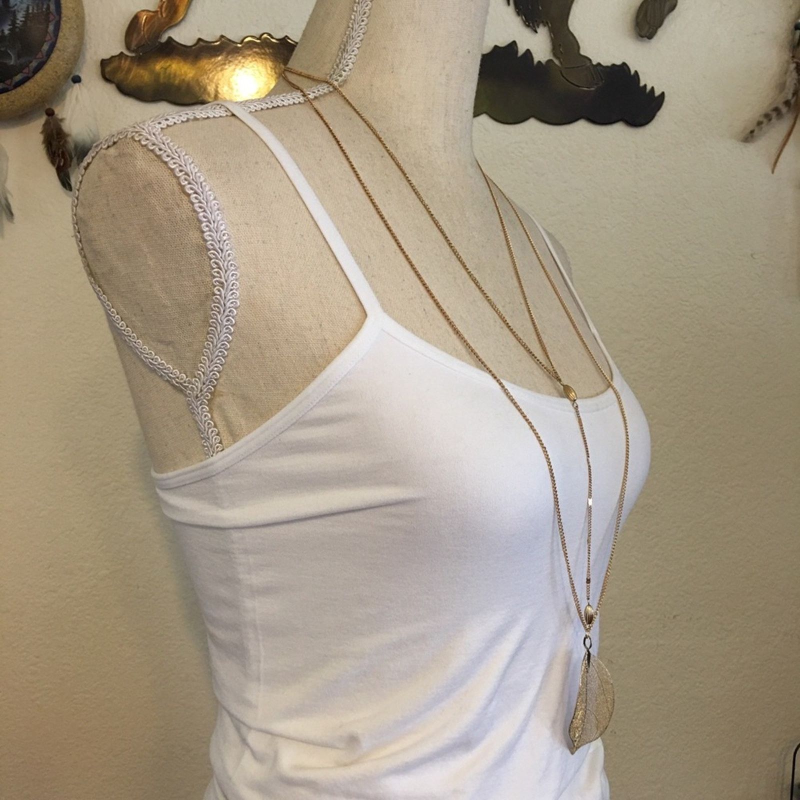 Vintage Vintage gold tone leaf body jewelry necklace Size ONE SIZE - 2 Thumbnail