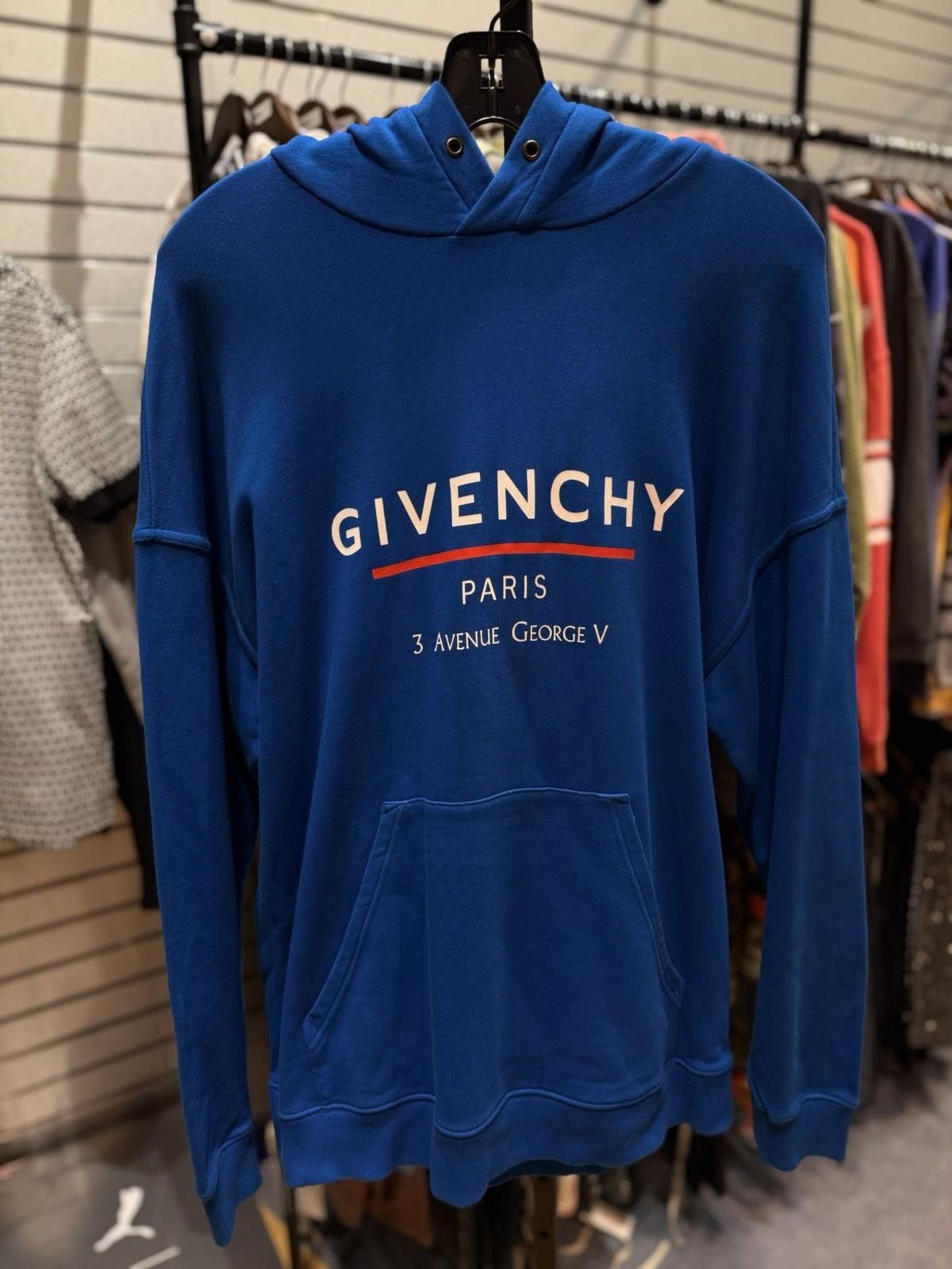 Givenchy Size M - Givenchy Men's Blue Logo- Print Hoodie Sweatshirt Size US M / EU 48-50 / 2 - 4 Thumbnail