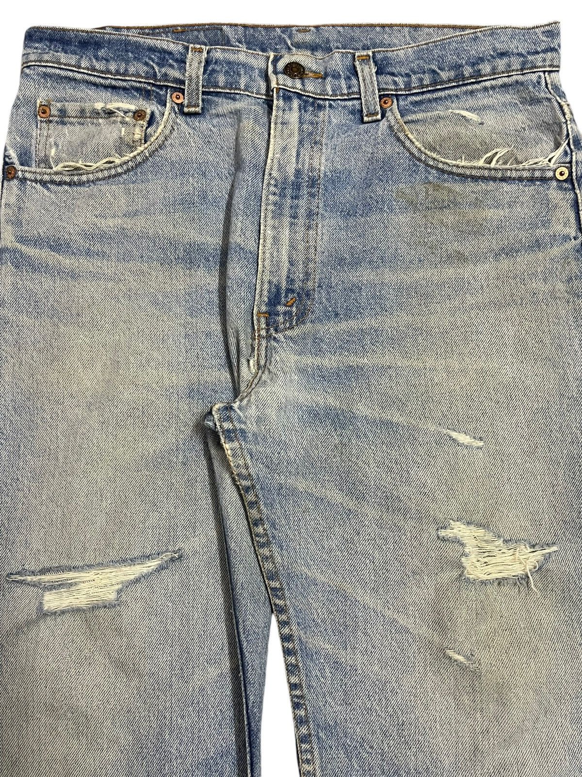 Levi's Vintage 80s Levis 505 Blue Faded Wash Distressed Baggy Jeans Size US 33 - 4 Thumbnail