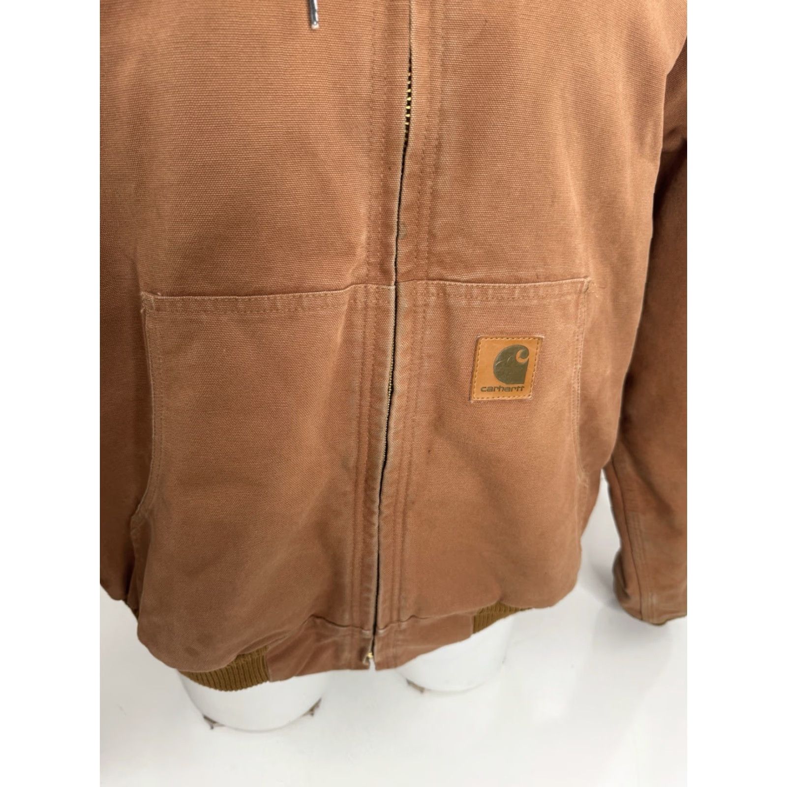 Carhartt Carhartt - 376-51 Hooded Zip Jacket Mens L Brown Distressed Jacket for Rental Only Label Zip Full Zip Hooded Mens L Brown Jacket Size US L / EU 52-54 / 3 - 3 Thumbnail