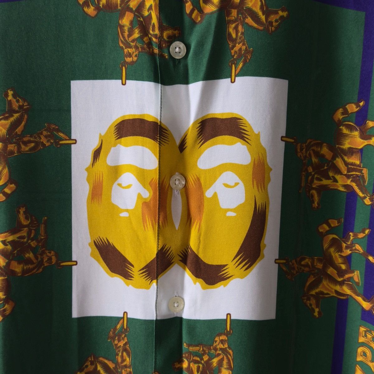 Bape Bape Double Ape Head Relaxed Shirt Green 2021 Size US S / EU 44-46 / 1 - 4 Thumbnail