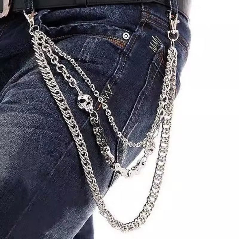Jewelry Pocket Chain Skull Punk Rock Gothic Silver Wallet Chrome Size ONE SIZE - 2 Thumbnail