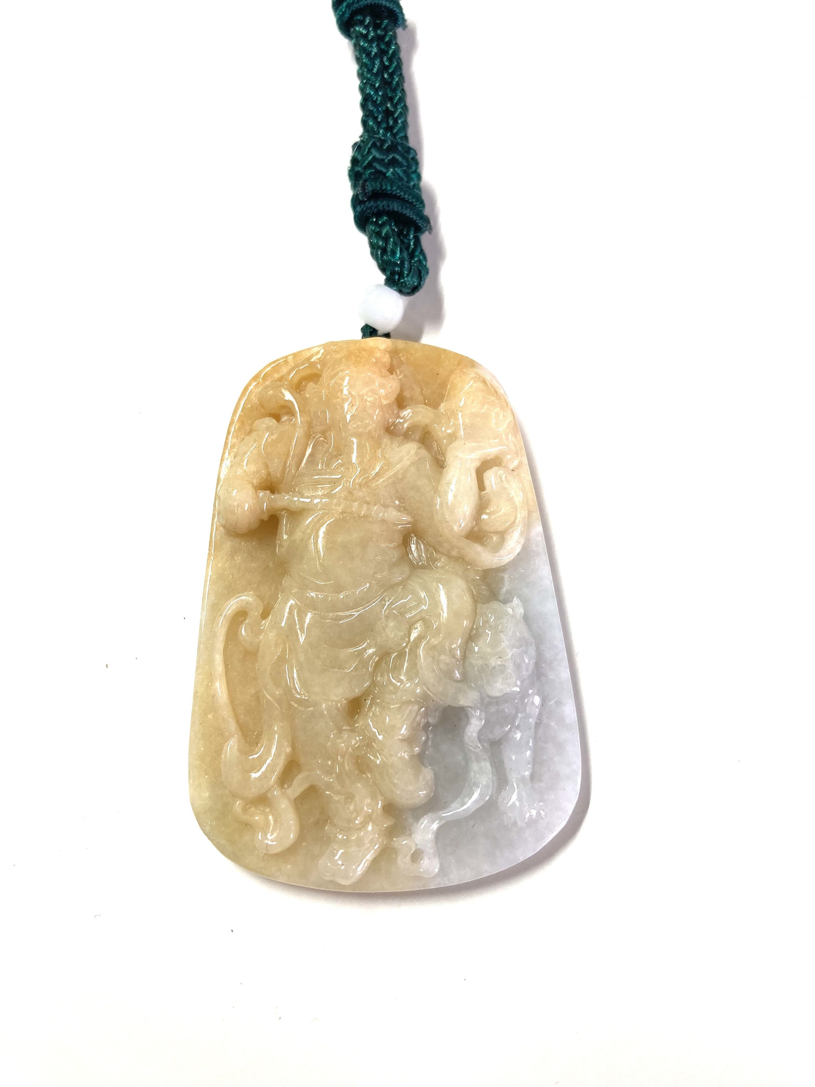 60013 Certified Jadeite jade Kwan Gung buddha God pendant