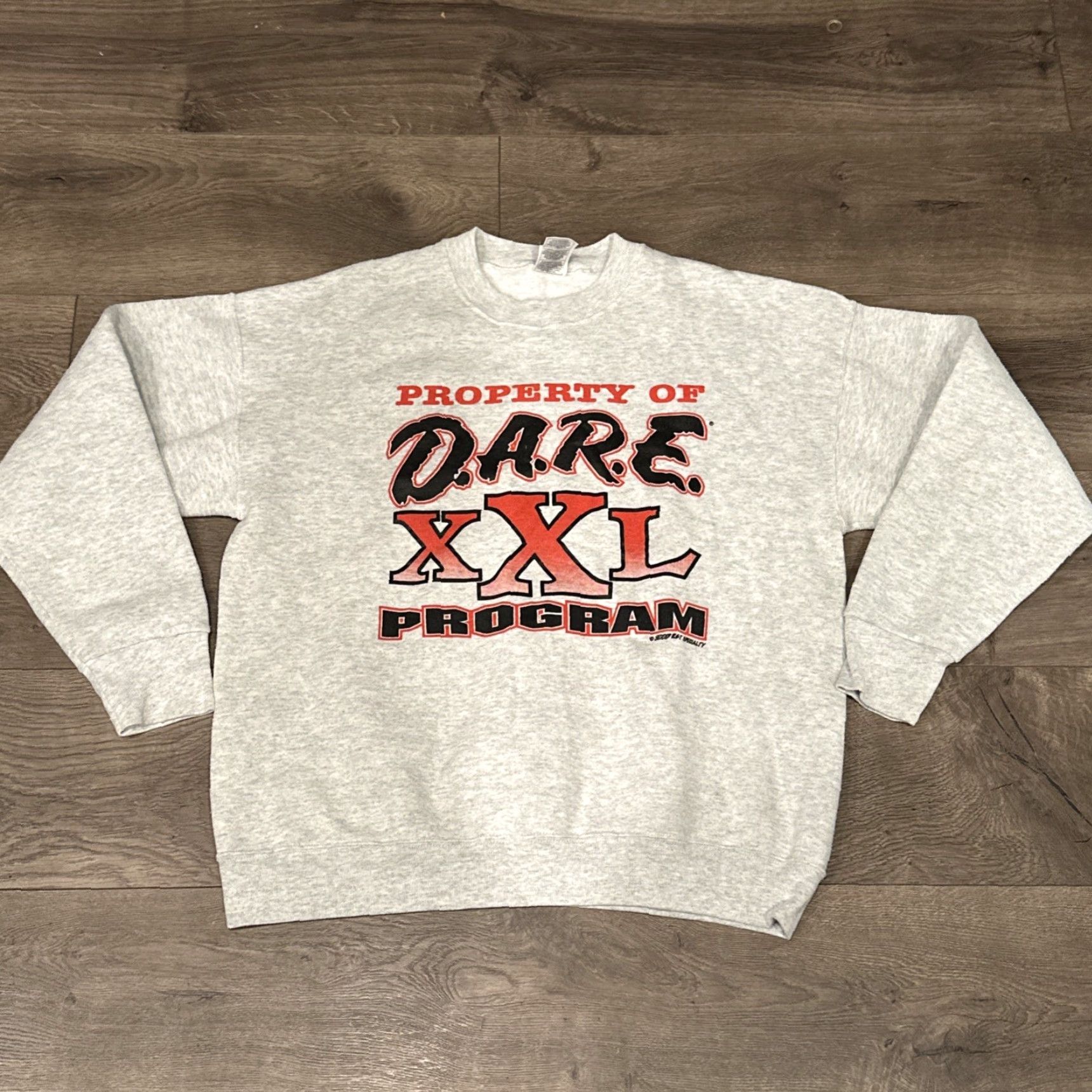 Fruit Of The Loom VINTAGE Fruit of the Loom 90s Property Of Dare Crewneck Sweater L Gray Graphic Print Mens Size US L / EU 52-54 / 3 - 2 Thumbnail