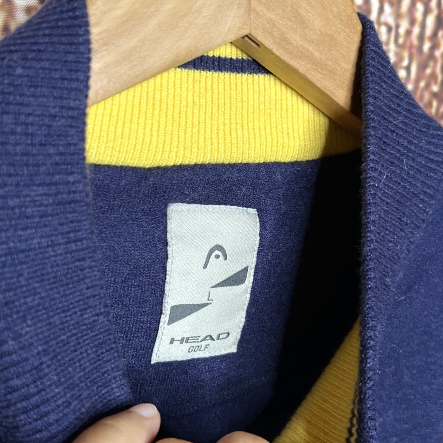 Vintage Head Golf Sweater Mens L Cashmere Blend Full Zip Jacket Blue Size US L / EU 52-54 / 3 - 2 Thumbnail