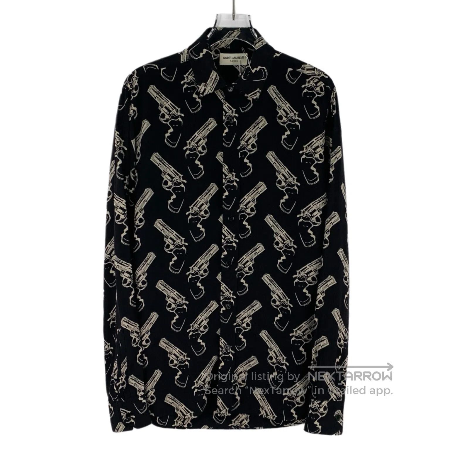 Saint Laurent Paris Saint Laurent Paris Size 37 Black Pistol Printed Silk Reve Size US S / EU 44-46 / 1 - 1 Thumbnail