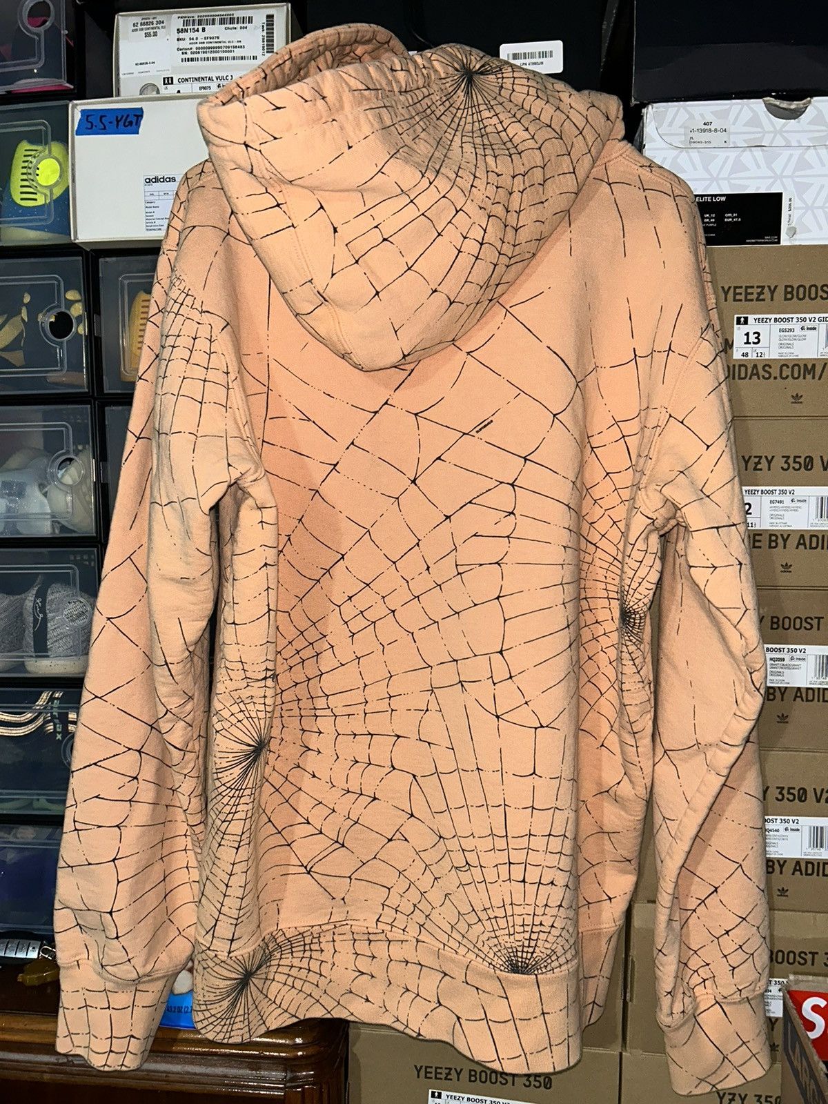Supreme Supreme Spiderweb Hooded Sweatshirt Peach FW16 size Large Size US L / EU 52-54 / 3 - 3 Thumbnail