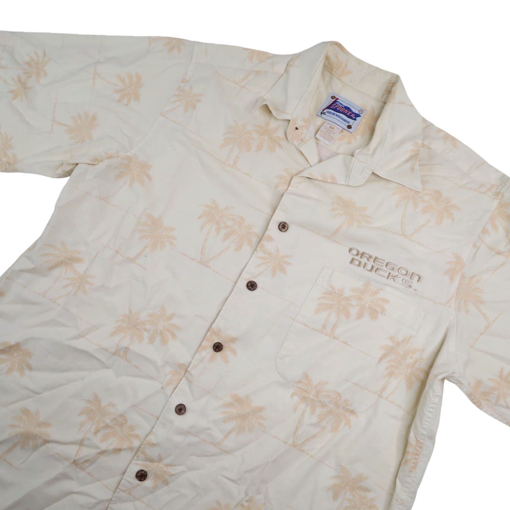 Reyn Spooner VINTAGE Reyn Spooner University of Oregon Tropical Hawaiian Shirt Men Short Sleeve Cream M Size US M / EU 48-50 / 2 - 2 Thumbnail