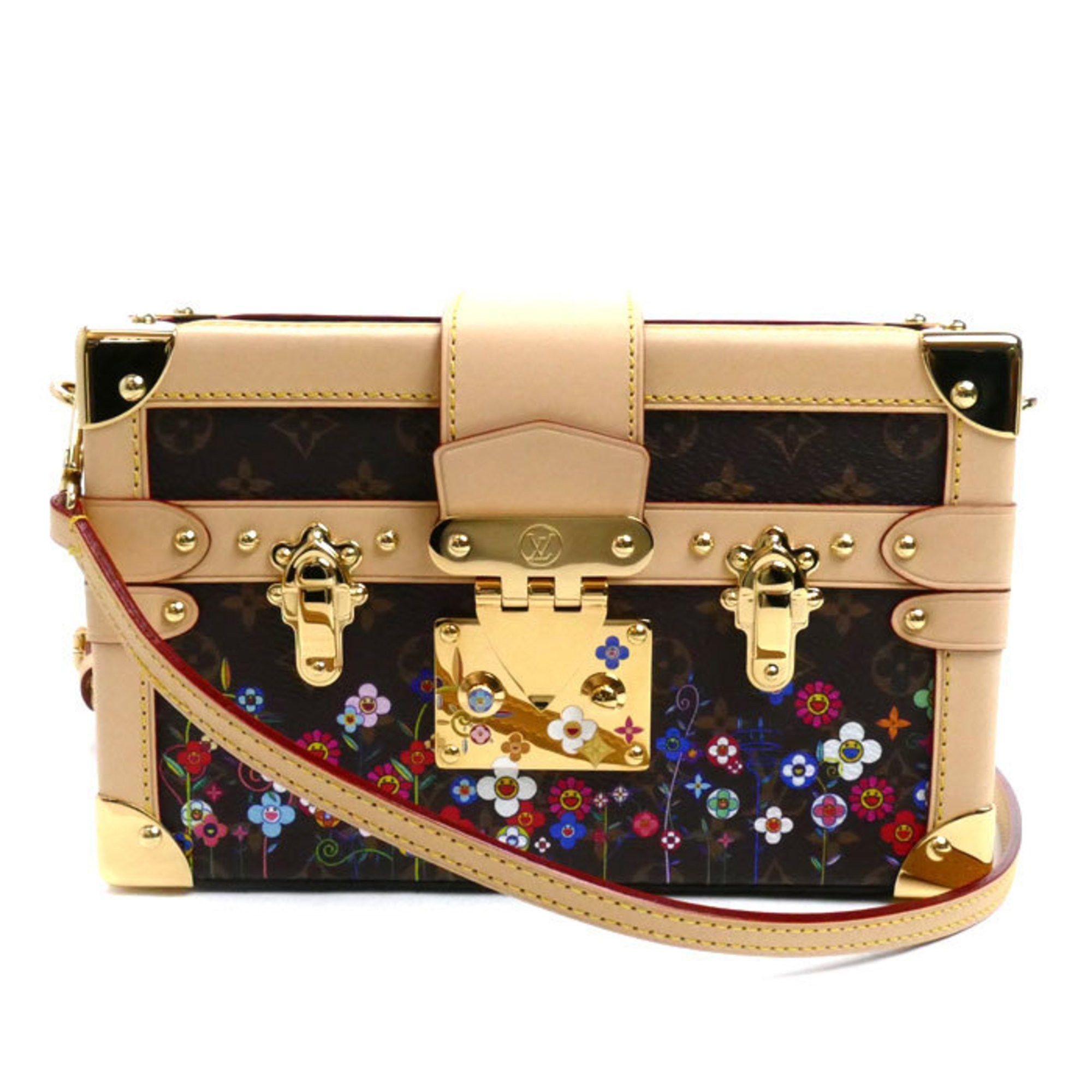 Louis Vuitton Lv X Takashi Murakami Petite Malle Shoulder Bag Brown M13667 Trunk Women's