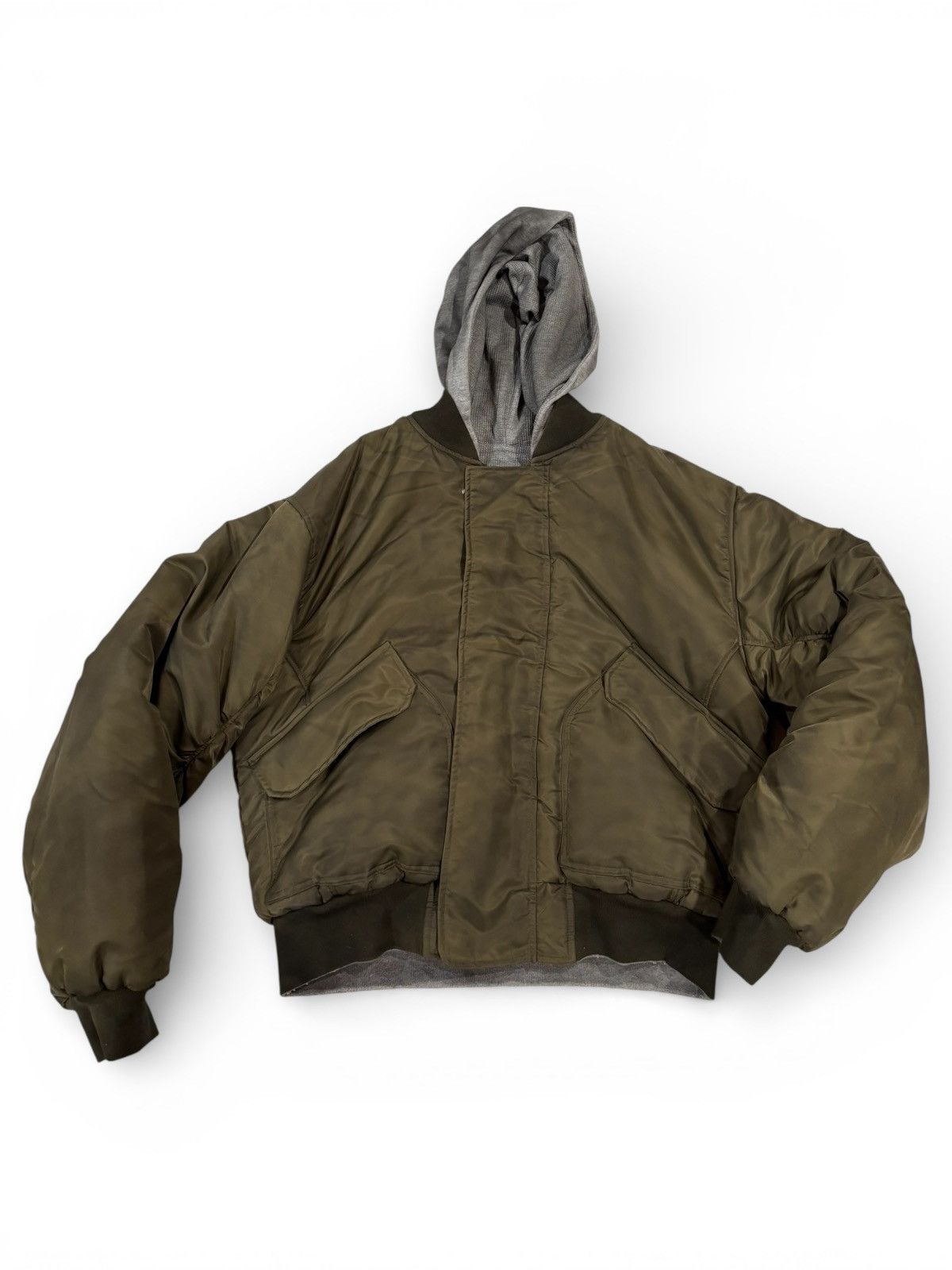 No Faith Studios Reversible waffle cotton hoody/bomber olive Size US M / EU 48-50 / 2 - 5 Thumbnail