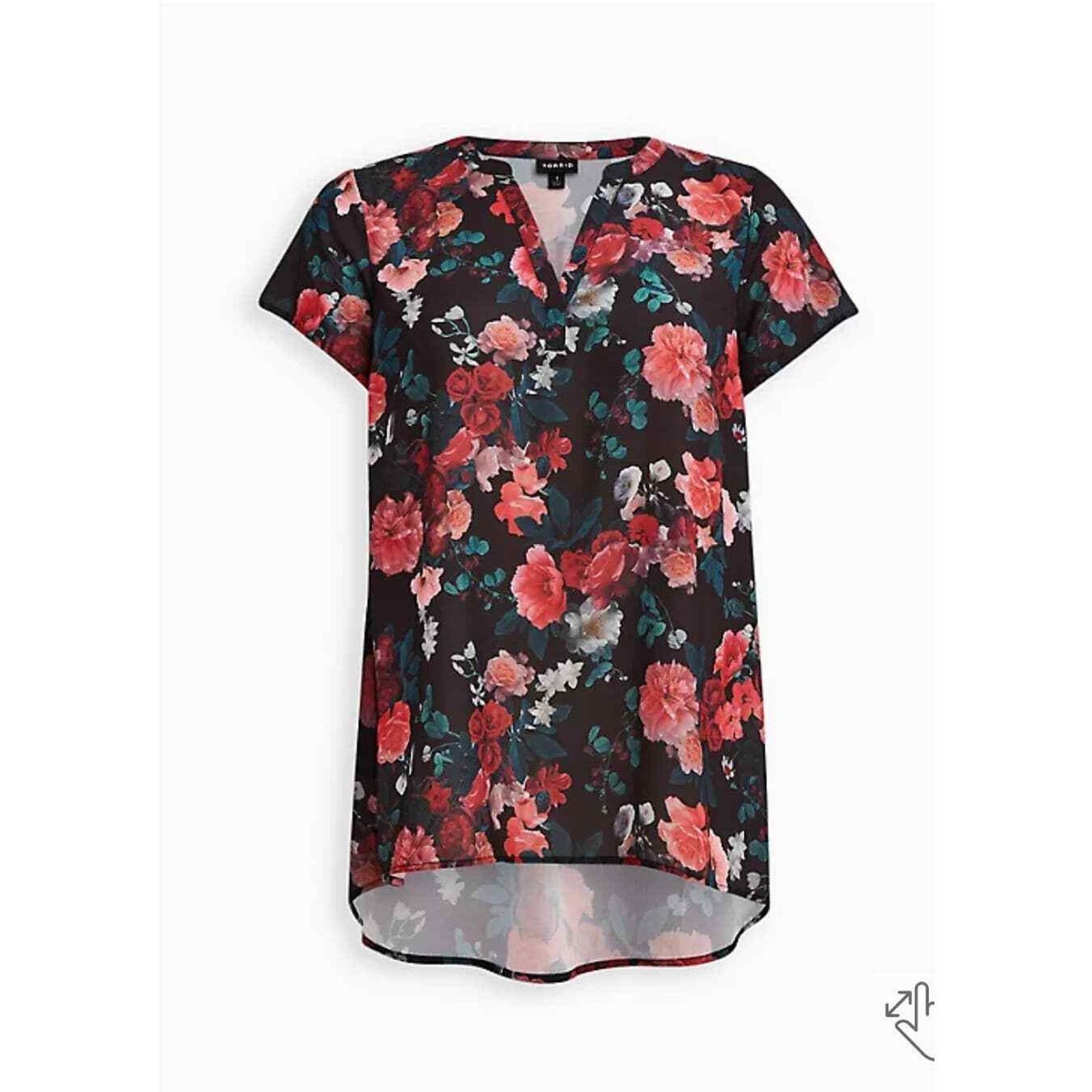 Torrid TORRID 2X BLACK FLORAL GEORGETTE HI-LOW TUNIC NWT Size XXL / US 16-18 / IT 52-54 - 4 Thumbnail