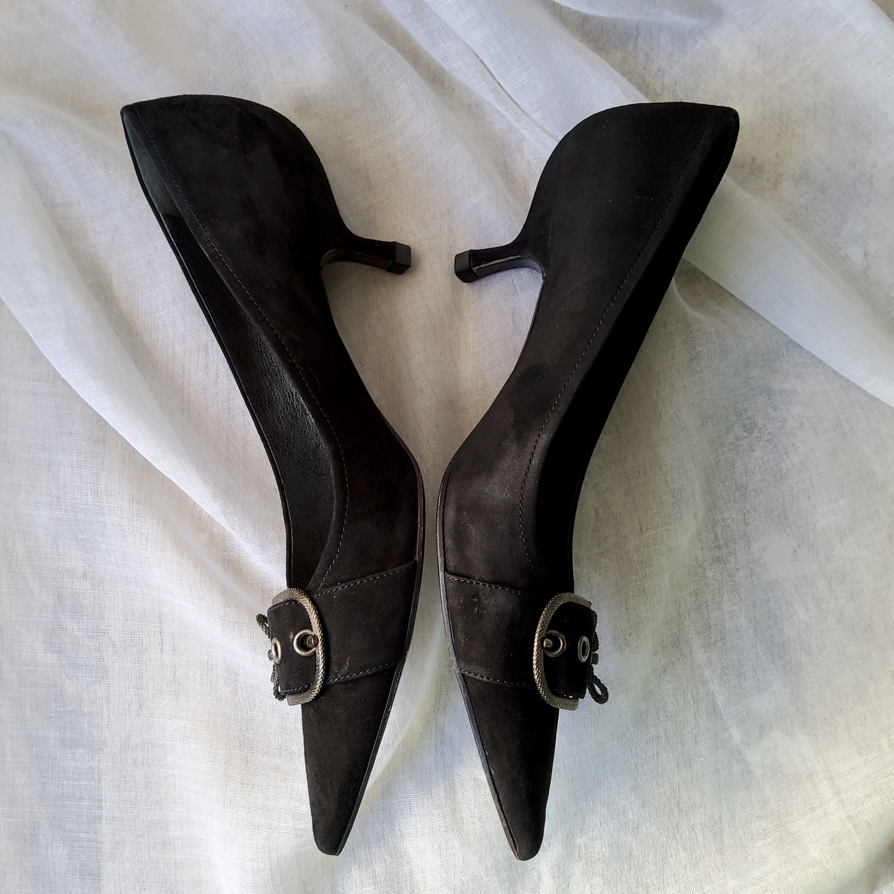 Miu Miu Miu Miu vintage y2k suede leather buckle pointy kitten heels Size US 10 / IT 40 - 8 Thumbnail