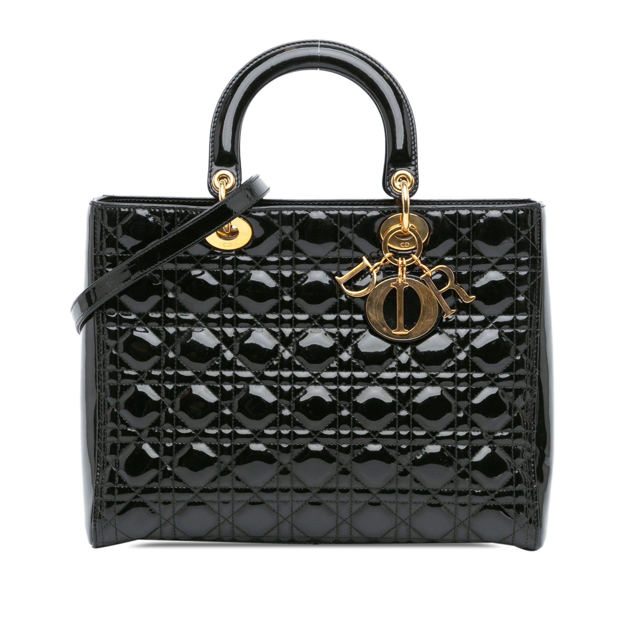 Dior Dior Large Patent Cannage Lady Dior Black Size ONE SIZE - 1 Thumbnail
