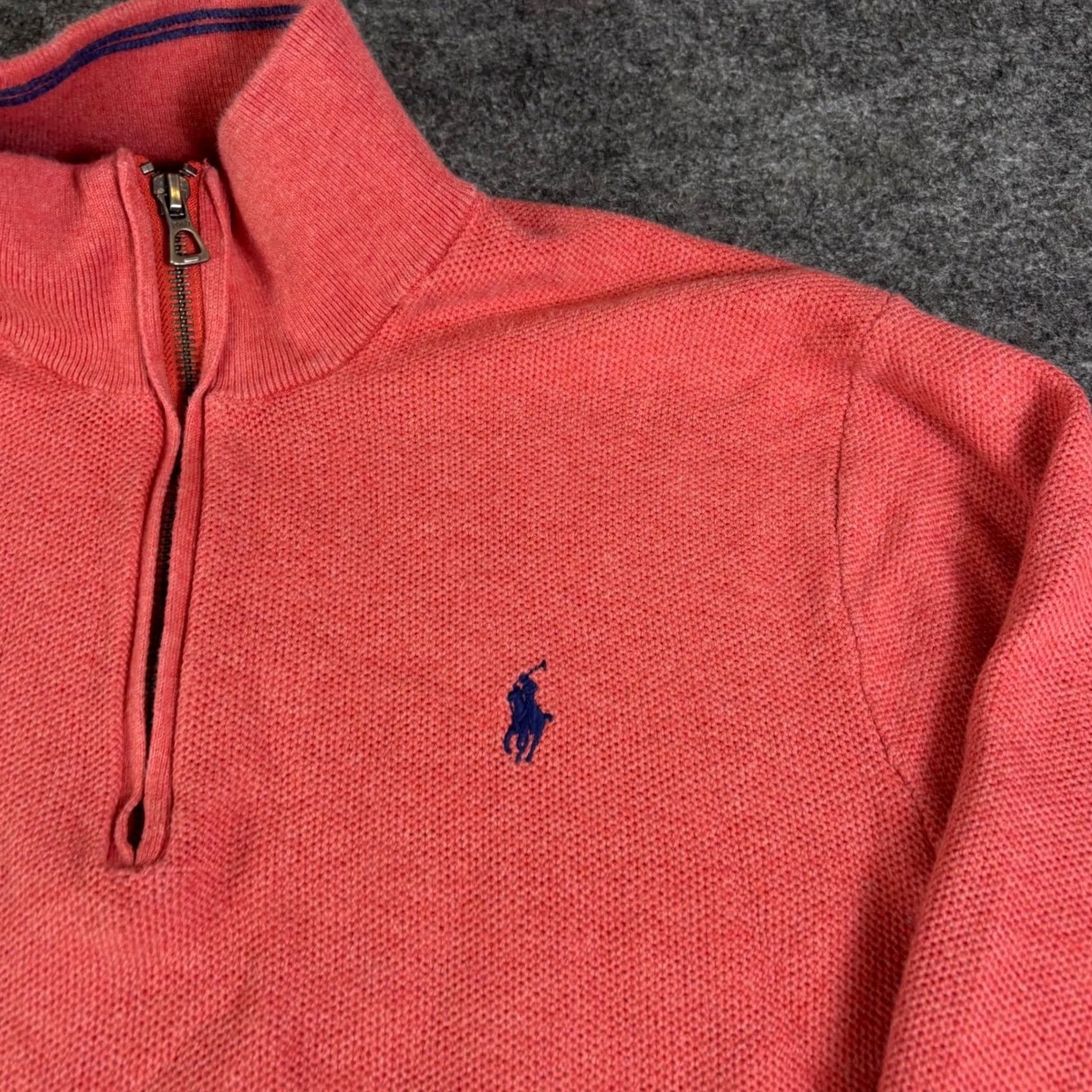 Polo Ralph Lauren Polo Ralph Lauren Pima Cotton Quarter Zip Sweater Coral Pink Mens L Size US L / EU 52-54 / 3 - 6 Thumbnail