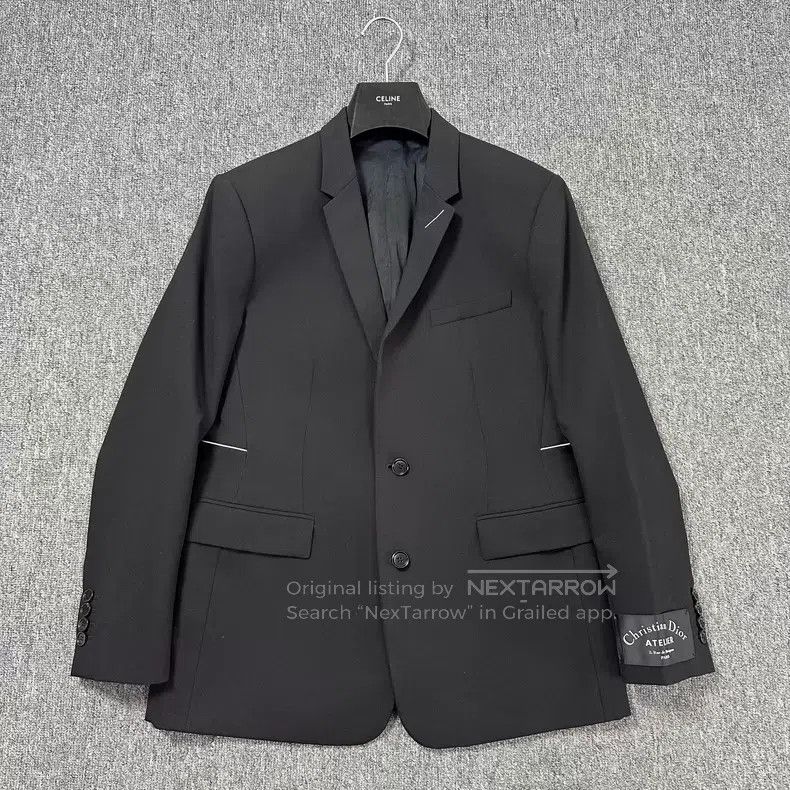 Dior Dior White Stripe Sleeve Label Wool Suit Jacket Size US M / EU 48-50 / 2 - 2 Thumbnail