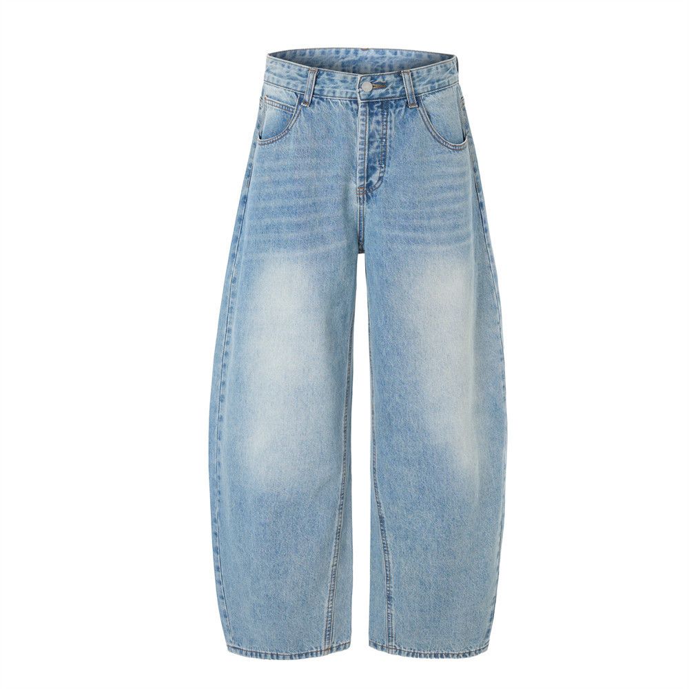 Men's vintage punk washed distressed scimitar jeans y2k