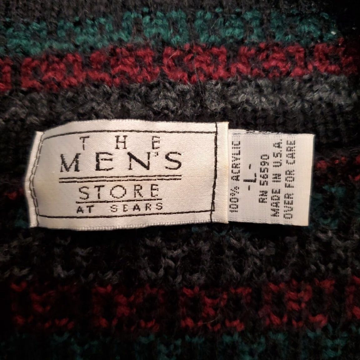 Sears VTG Sears Mens Store Sweater L Red V-neck Pullover 90s Y2K Retro Made in USA Multicolor Knit Geometric Pullover Mens Size US L / EU 52-54 / 3 - 4 Thumbnail