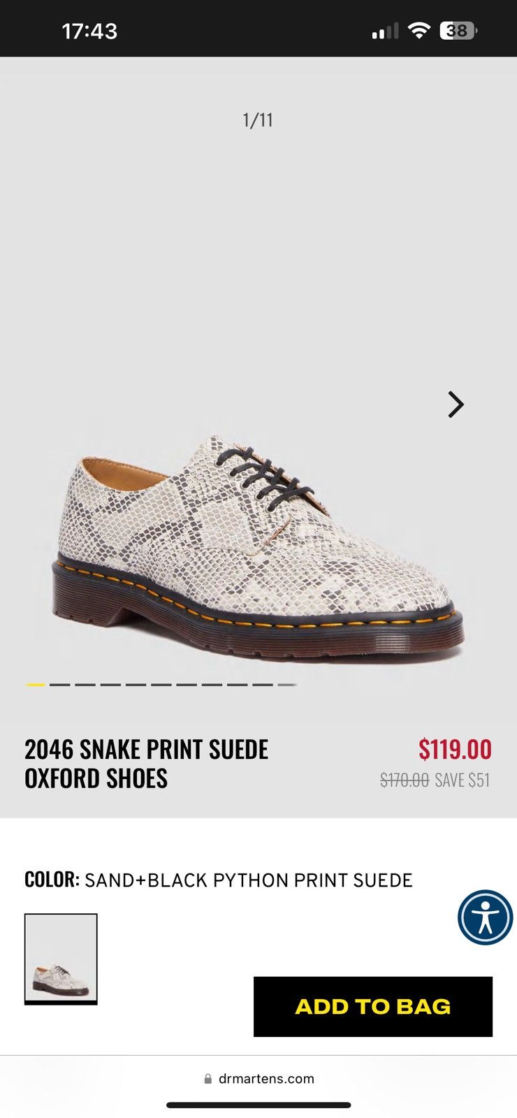Dr. Martens 2046 Snake Print Suede Oxford Shoes | Grailed