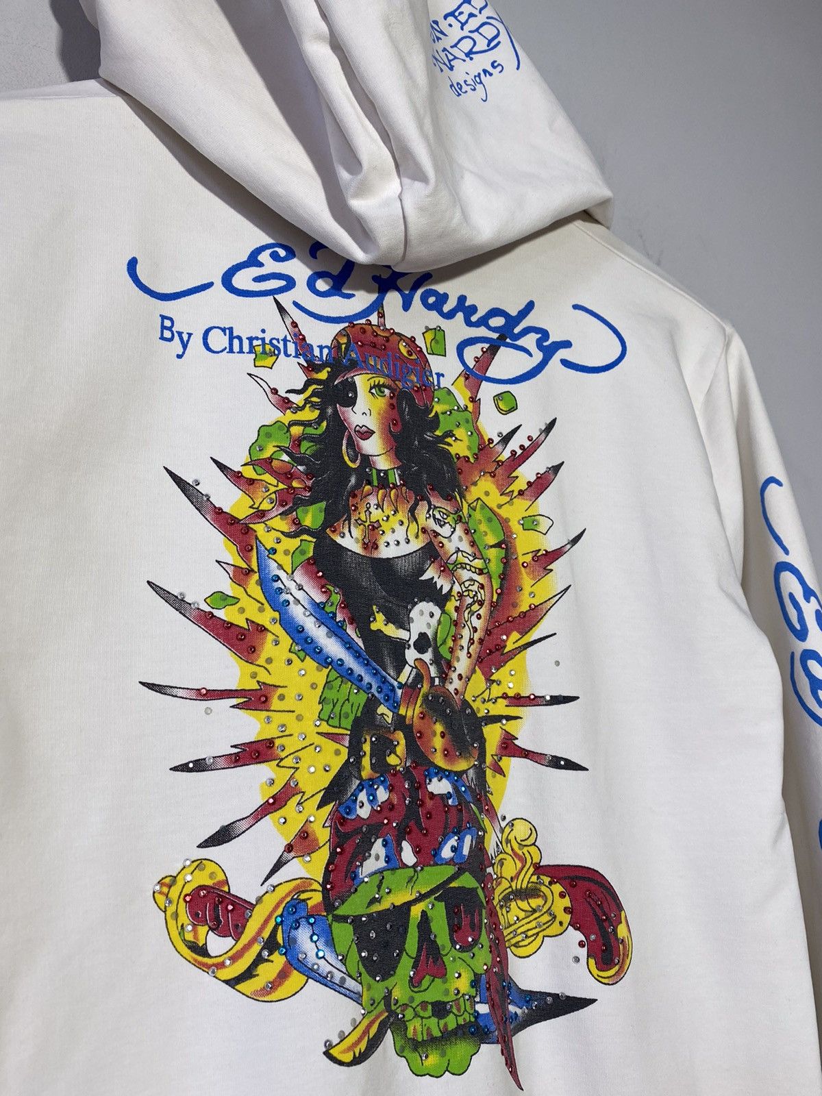 Ed Hardy × Japanese Brand Ed Hardy y2k hype streetwear style white zip hoodie Size XL / US 12-14 / IT 48-50 - 4 Thumbnail
