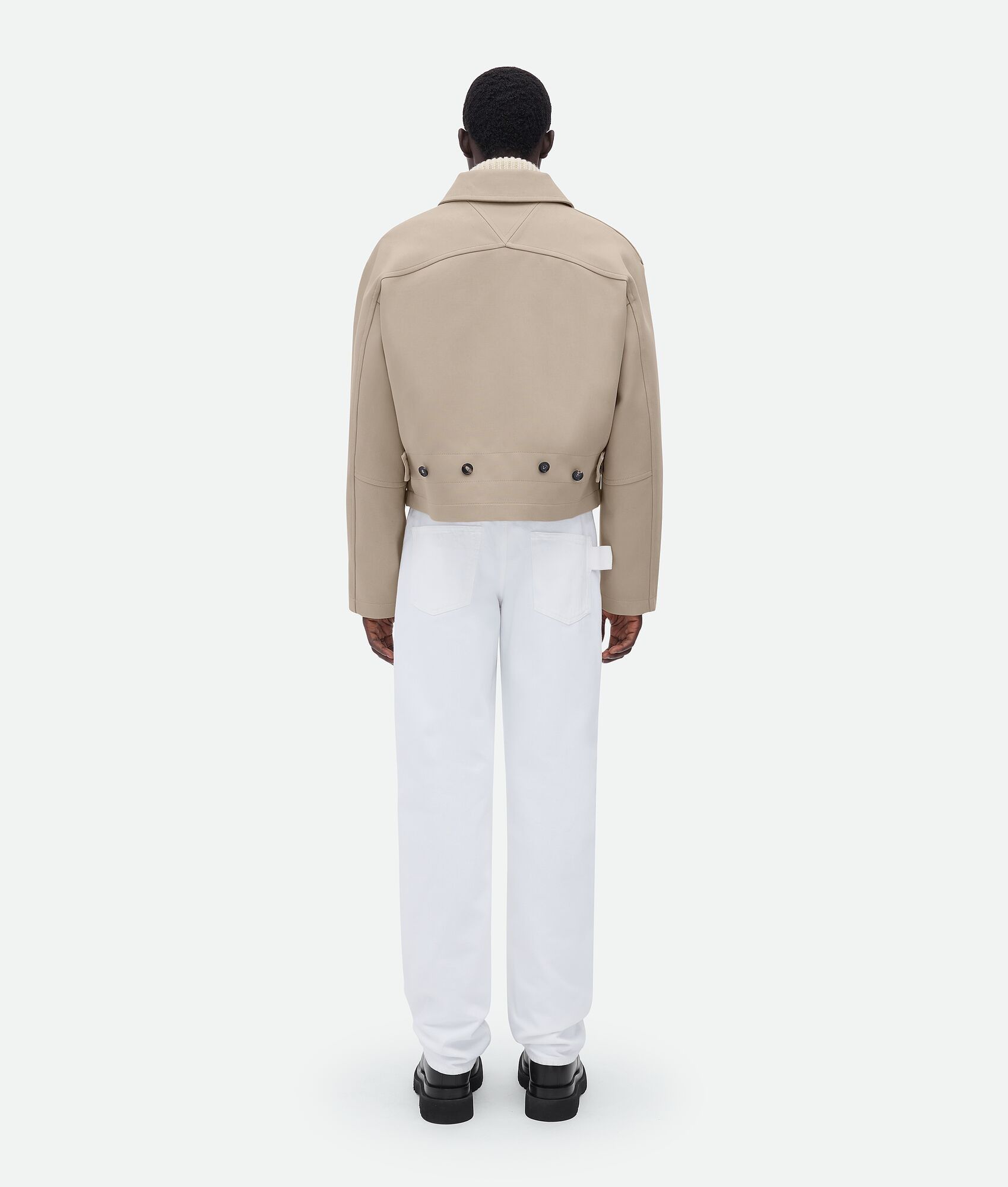 Bottega Veneta o1n1vont1224 Bonded Wool and Cotton Jacket in Beige Size US L / EU 52-54 / 3 - 3 Thumbnail