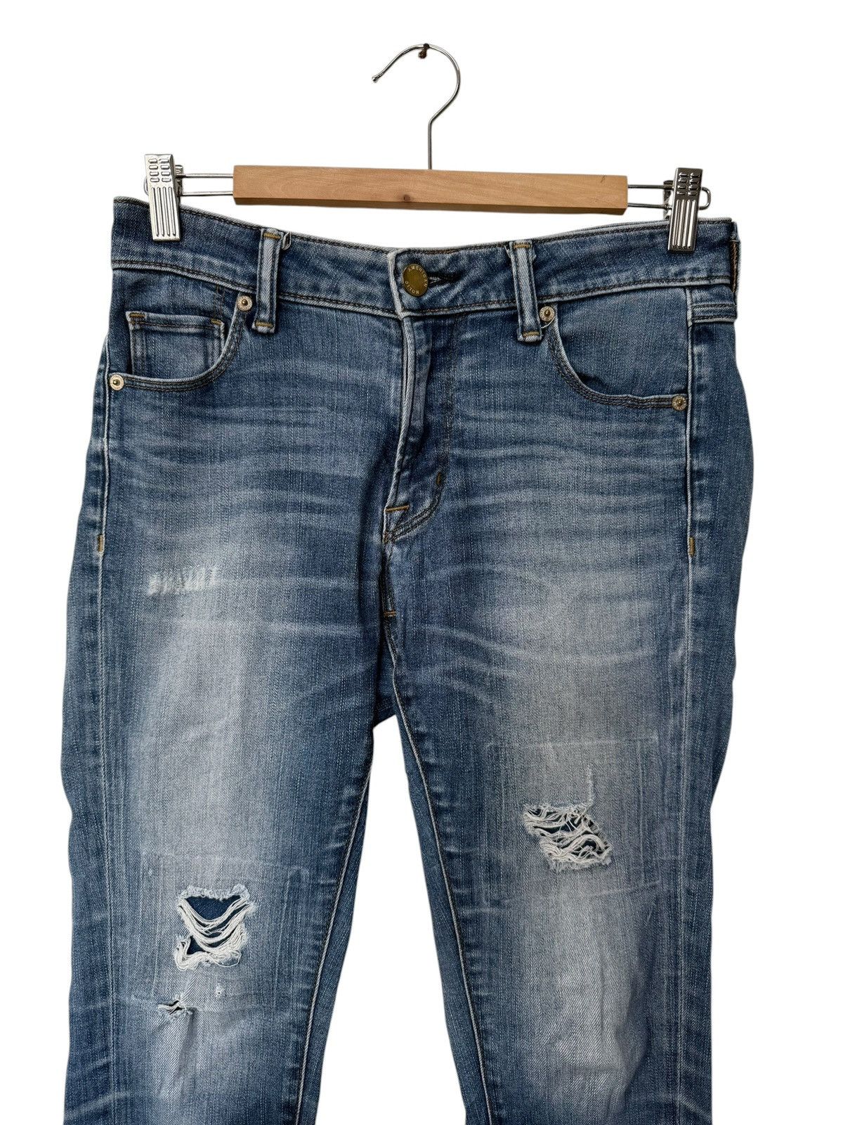 Japanese Brand Vintage American Holic Jeans Distressed Skinny Denim Pants Size 29" - 2 Thumbnail