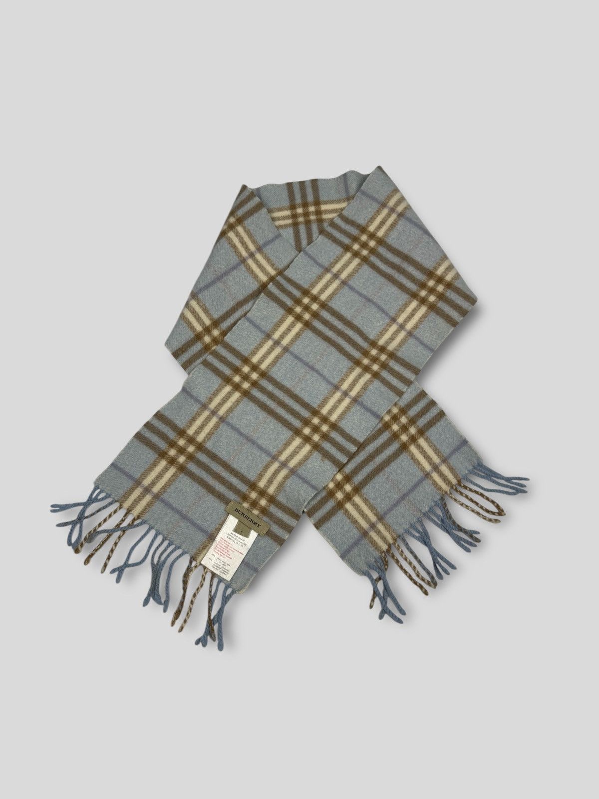 Burberry Burberry Checkered Scarf Baby Blue Size ONE SIZE - 1 Thumbnail