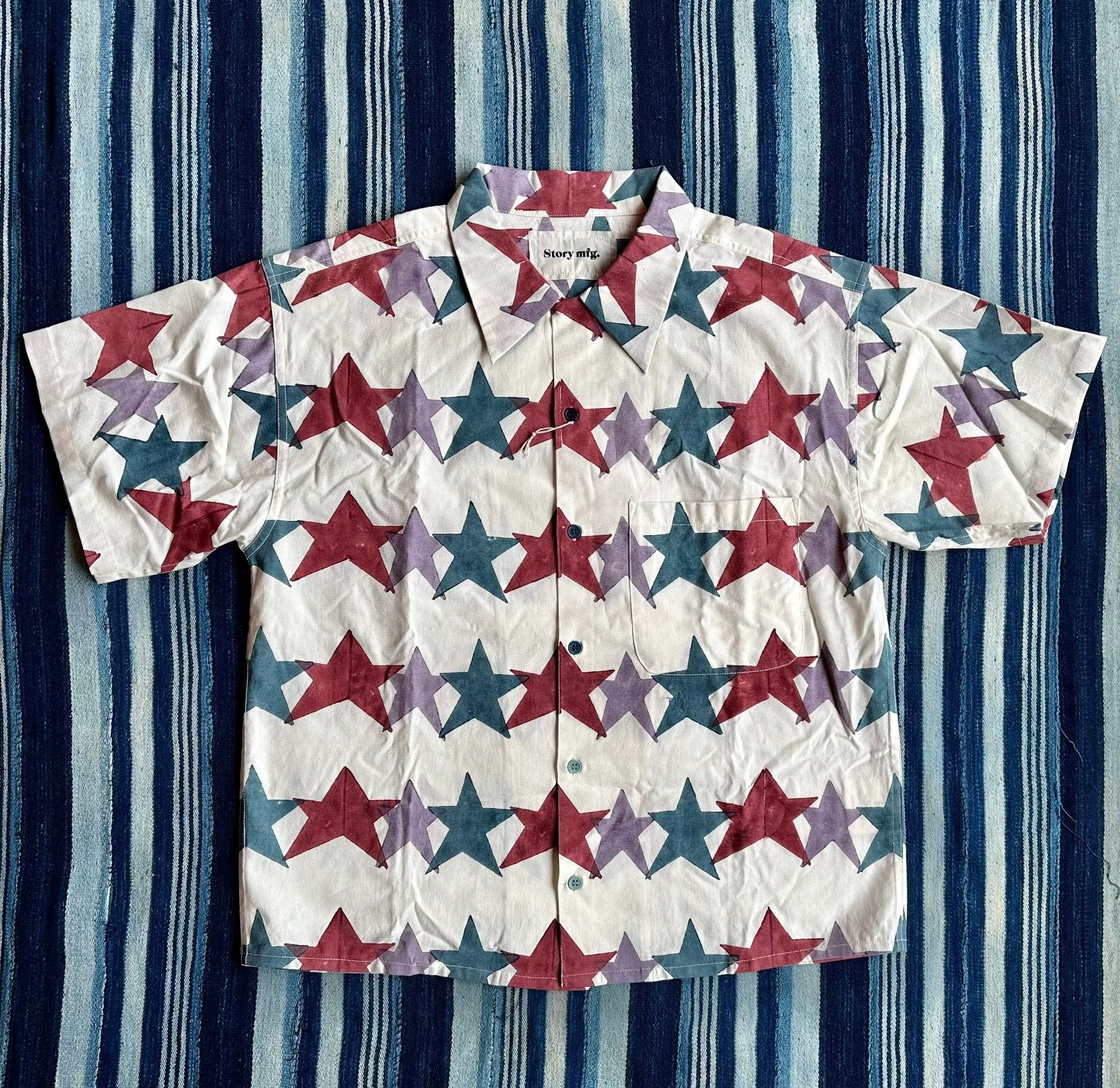 Story Mfg. Story mfg. Star Block Print Hand Dye Short-Sleeve Shirt Size US L / EU 52-54 / 3 - 1 Thumbnail