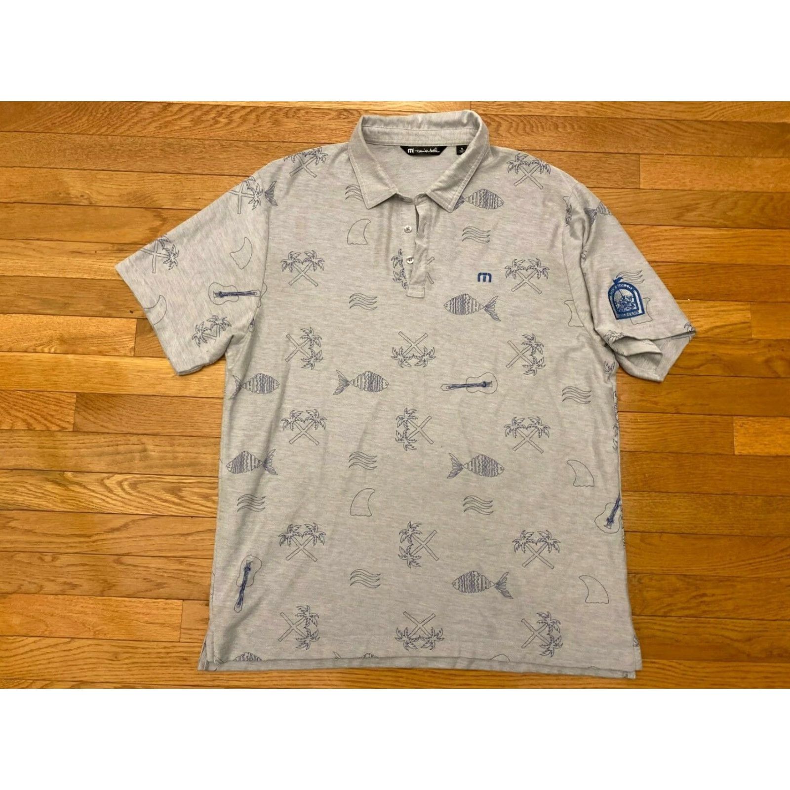TravisMathew Travis Mathew Golf Polo Shirt Men XL Gray All Over Fish Performance Size US XL / EU 56 / 4 - 2 Thumbnail