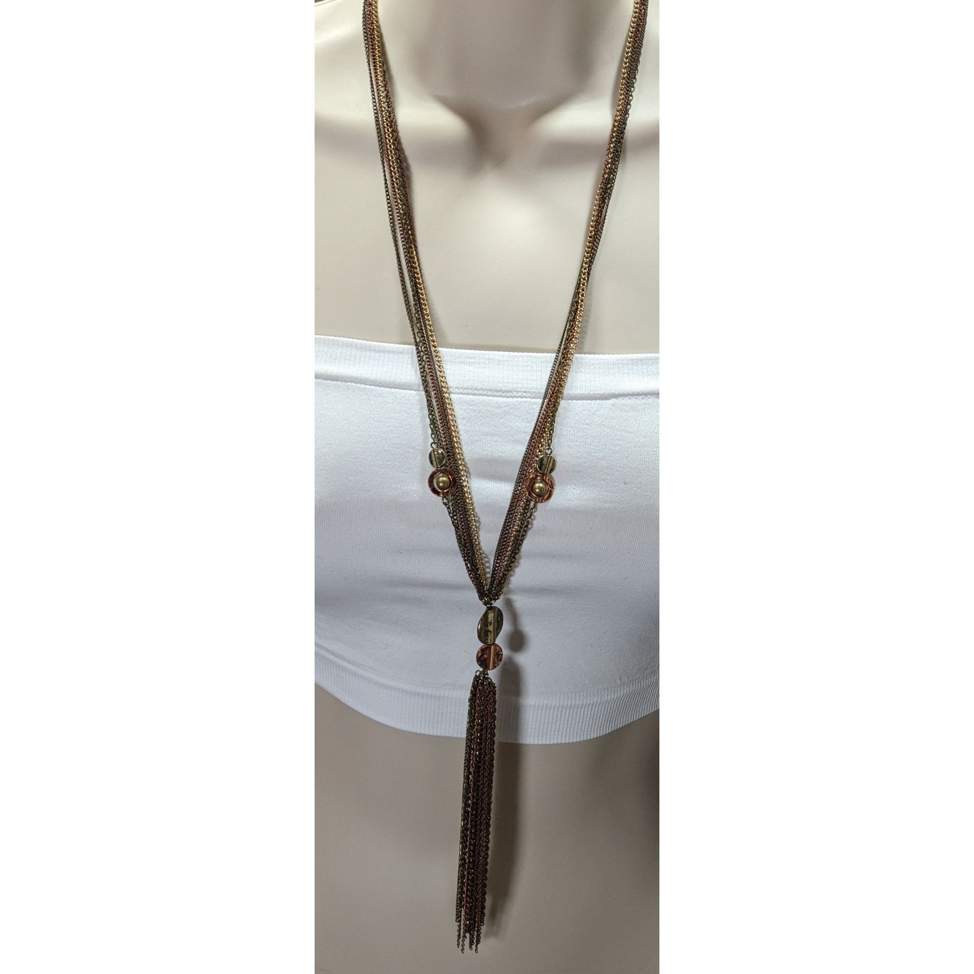 Other Vintage Bohemian Multi-Strand Copper & Gold-Tone Necklace Wi Size ONE SIZE - 1 Thumbnail