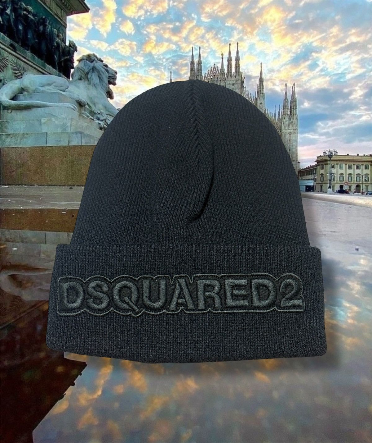 Dsquared2 Dsquared2 Black Wool Hat With Embroidered Logo Size ONE SIZE - 1 Thumbnail
