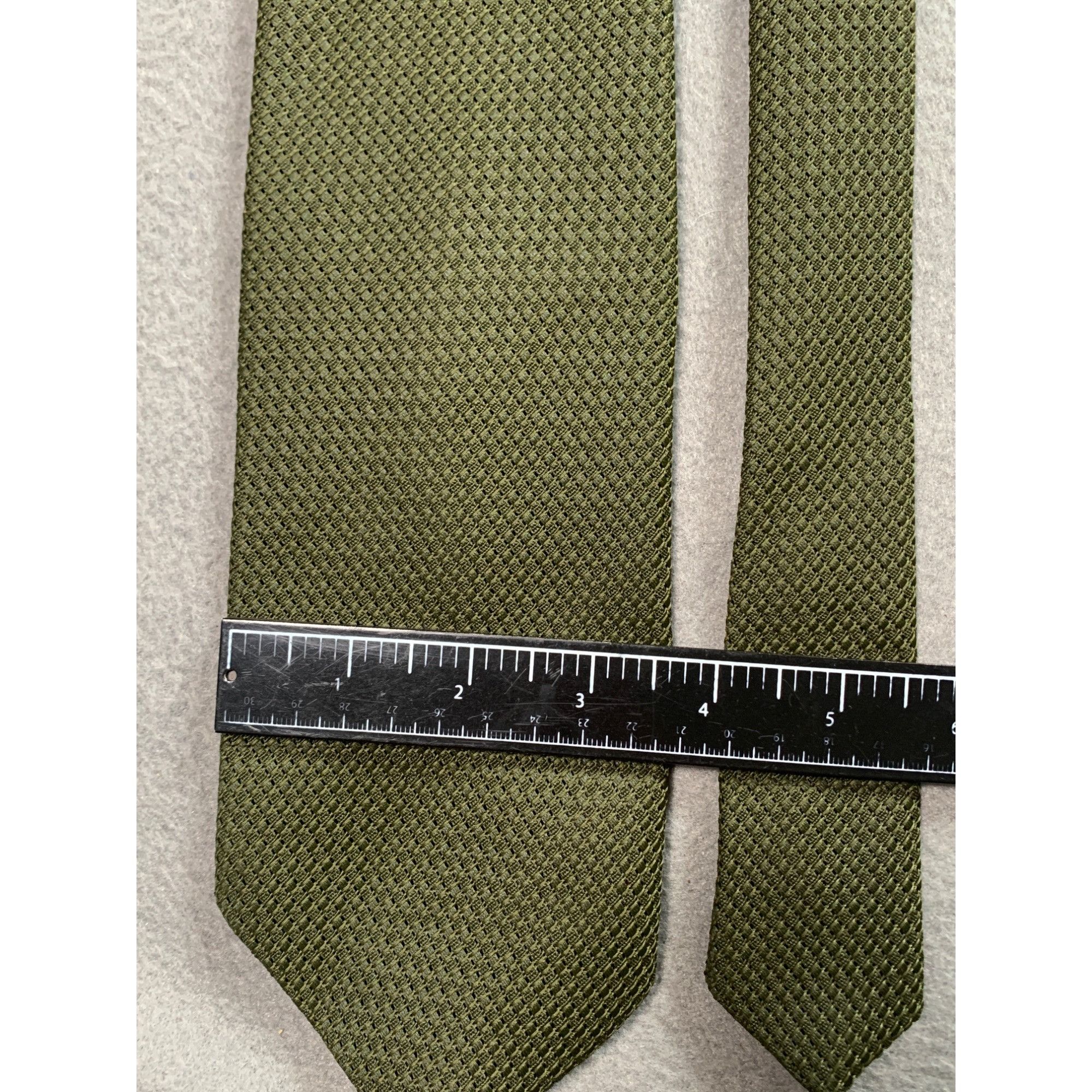 Other Mens Olive Green Textured Tie Polyester Classic Formal Neckt Size ONE SIZE - 2 Thumbnail