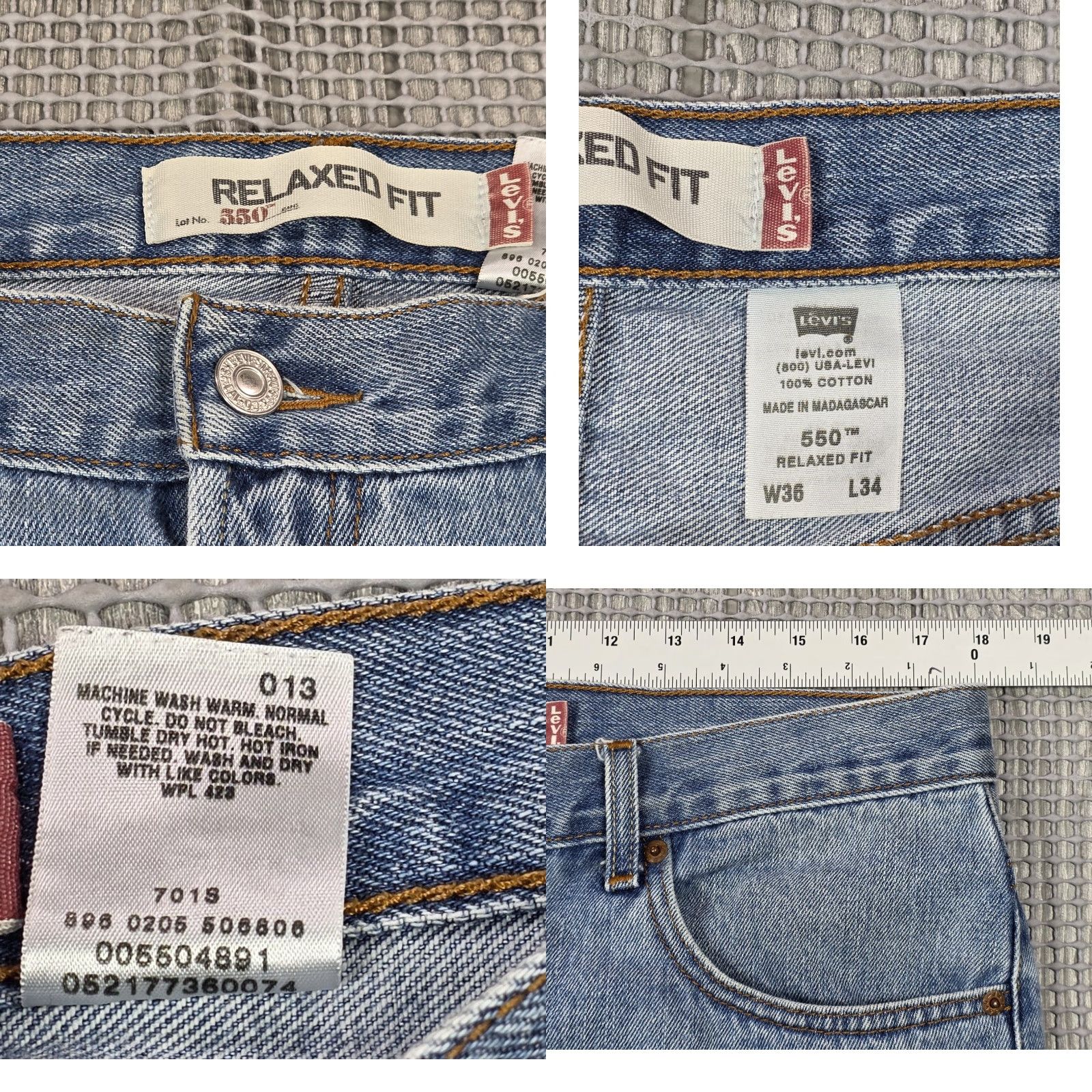 Levi's VINTAGE Levi's Jeans Mens 36x34 Denim Blue 550 Relaxed Tapered Distressed Fade Jeans Size US 36 / EU 52 - 8 Thumbnail