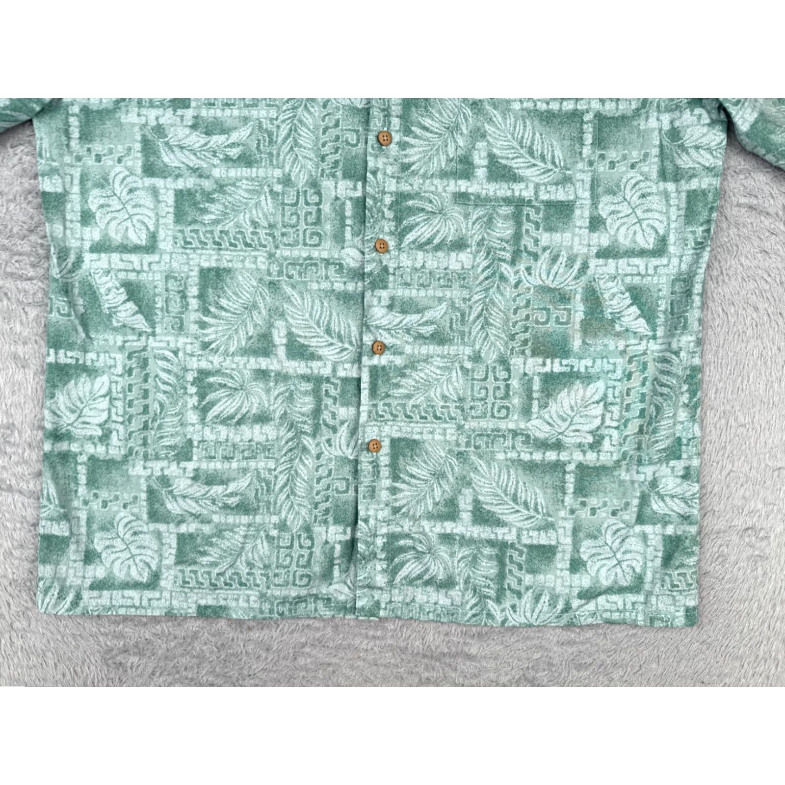 Vintage Campia Shirt Men Large Green Hawaiian Floral Leaf Button Up 100% Cotton Size US L / EU 52-54 / 3 - 5 Thumbnail