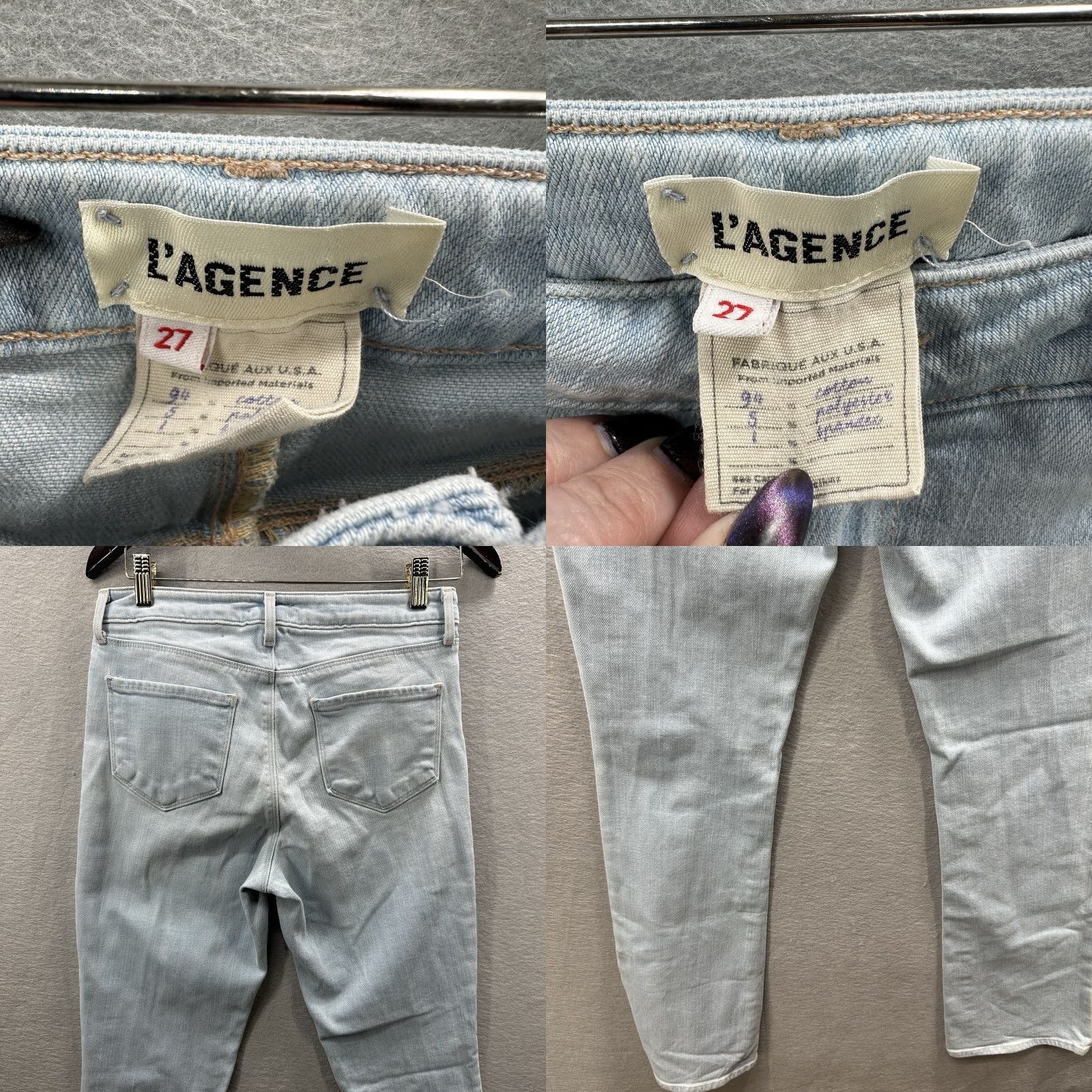 L'AGENCE L'AGENCE Oriana Jeans Womens 27 High Rise Straight Belmont Kendrick Flare Y2K Jeans Style: Straight 5-Pocket Denim Blue Size 27" / US 4 / IT 40 - 8 Thumbnail