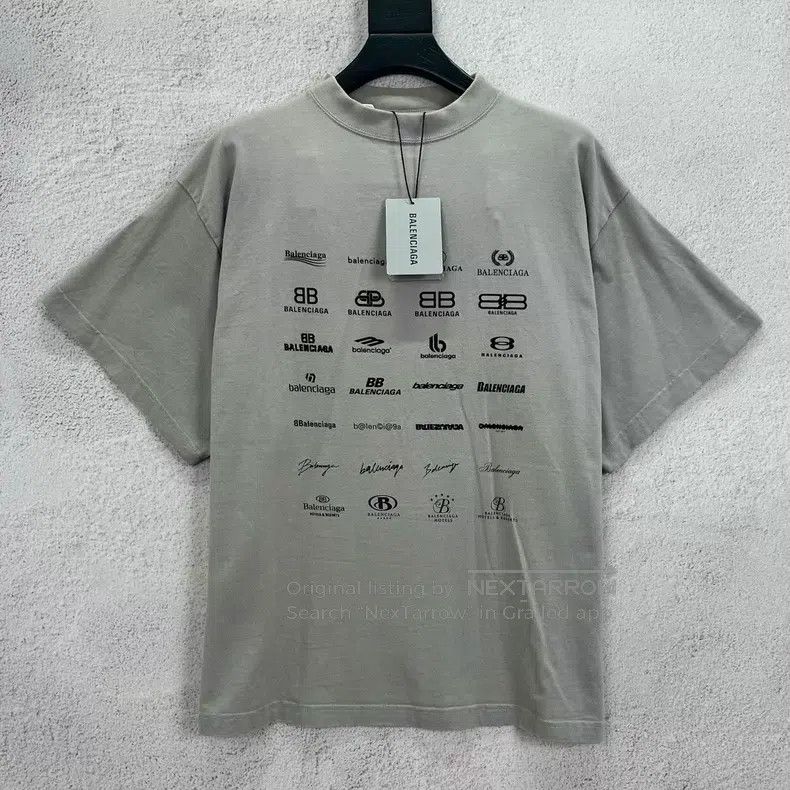 Balenciaga Balenciaga Double-Sided Multi-Logo Collection Washed Grey Size US S / EU 44-46 / 1 - 1 Thumbnail
