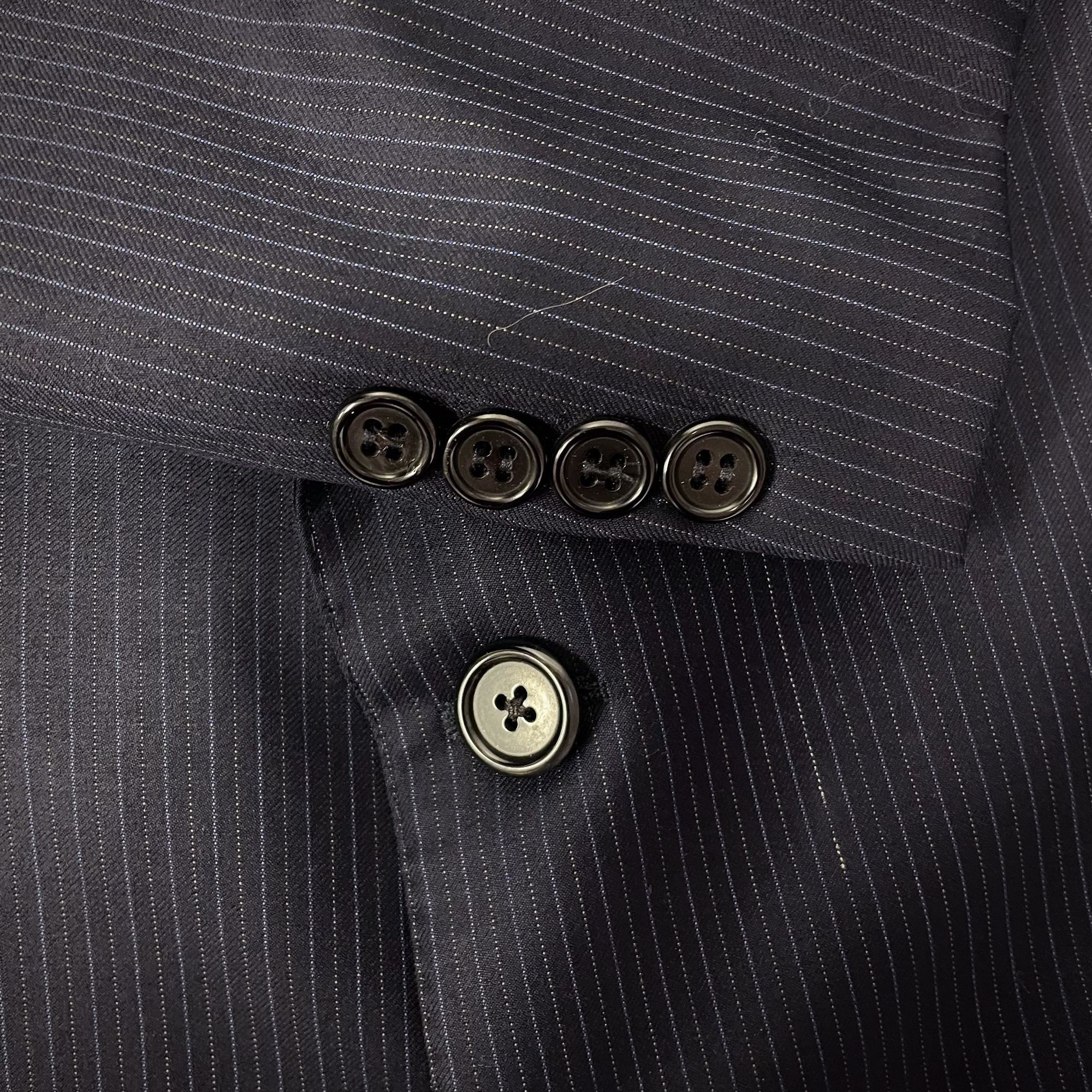 Hickey Freeman Vtg Hickey Freeman Loro Piana Navy Blue Pinstripe Sport Coat Size 44R - 4 Thumbnail