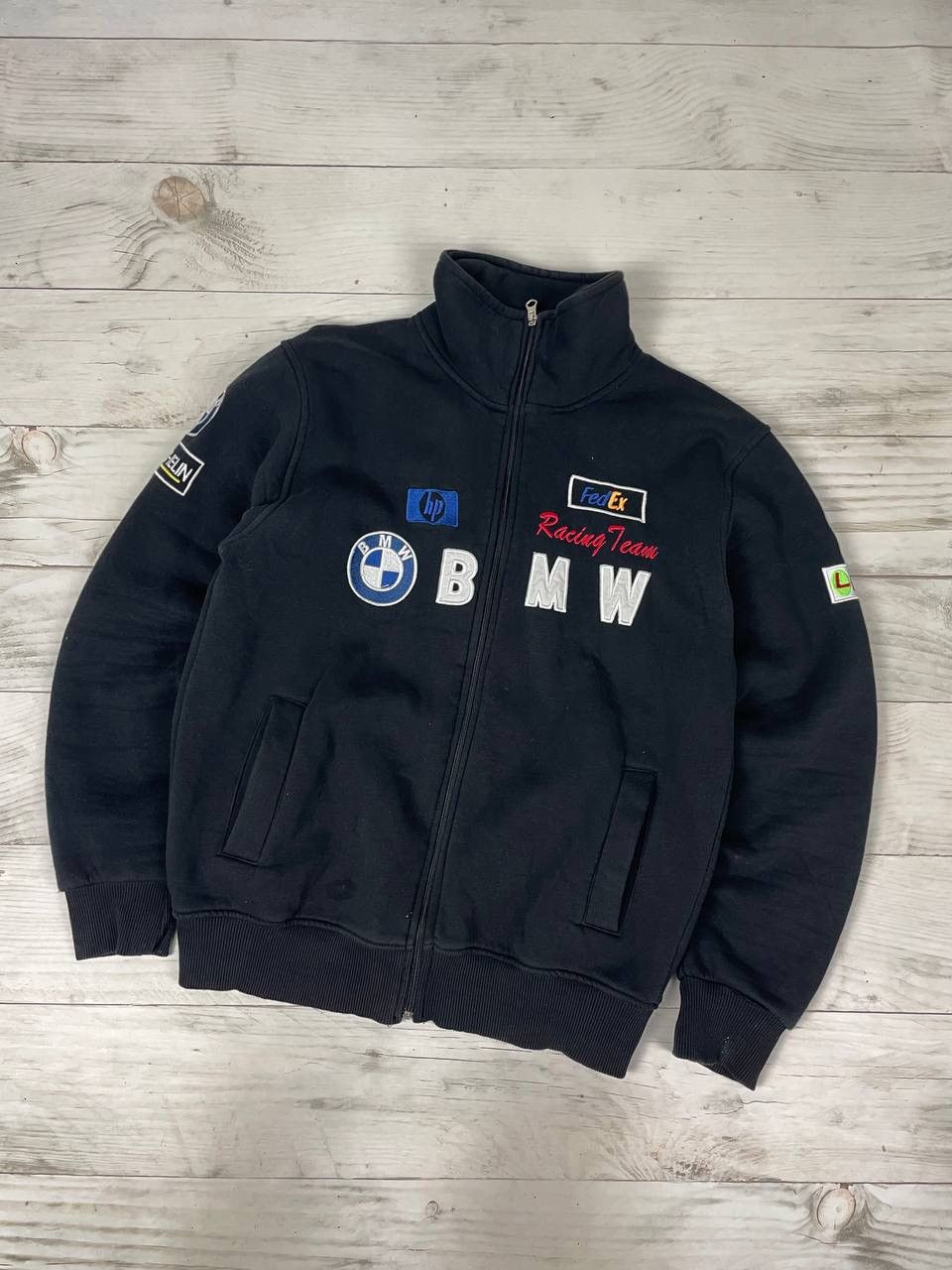 Vintage BMW Racing Team Big Logo Full Zip Sweatshirt