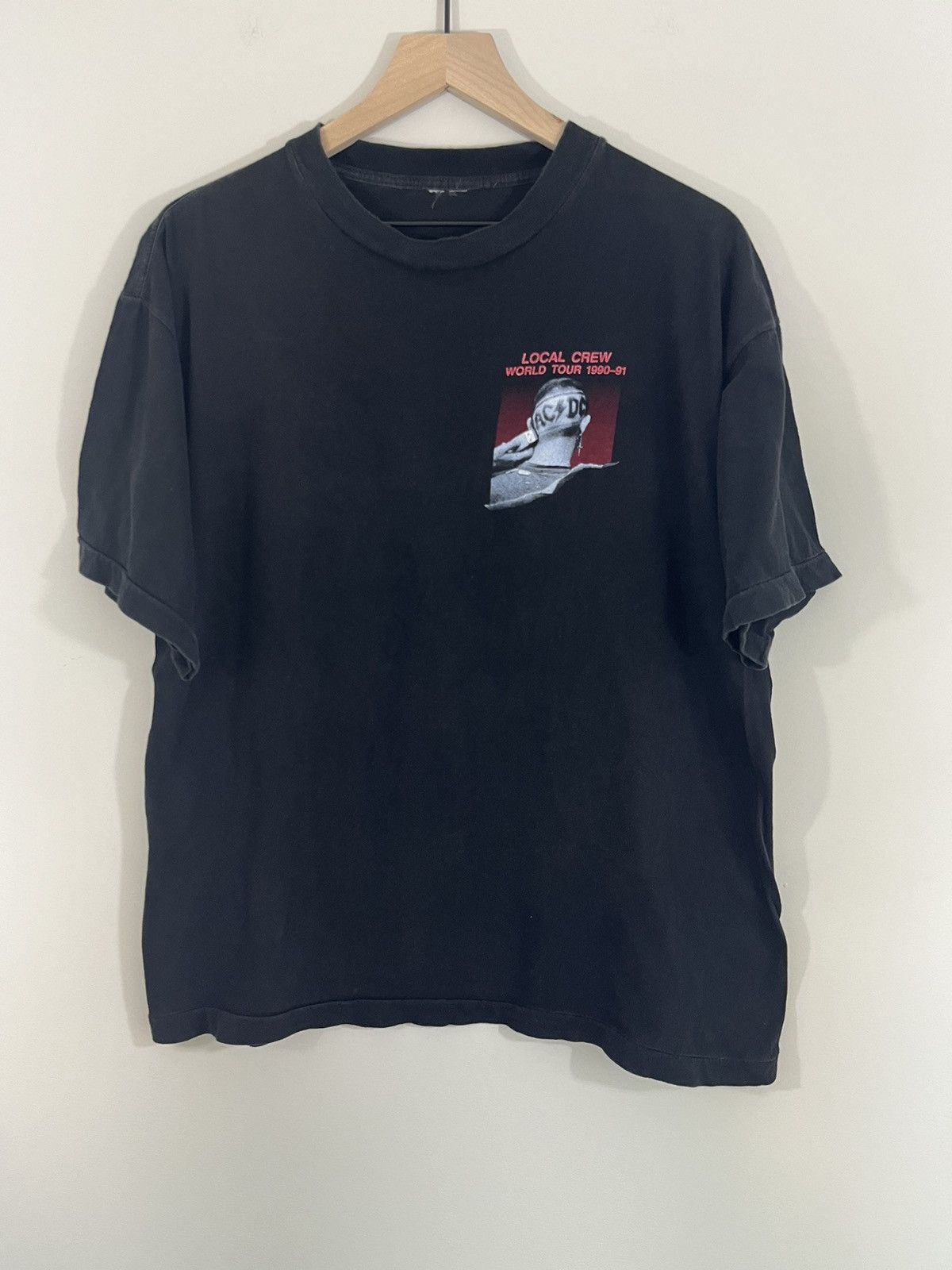 Ac/Dc × Band Tees × Vintage Vintage AC/DC 1990 Tour Crew Distressed 90s ...