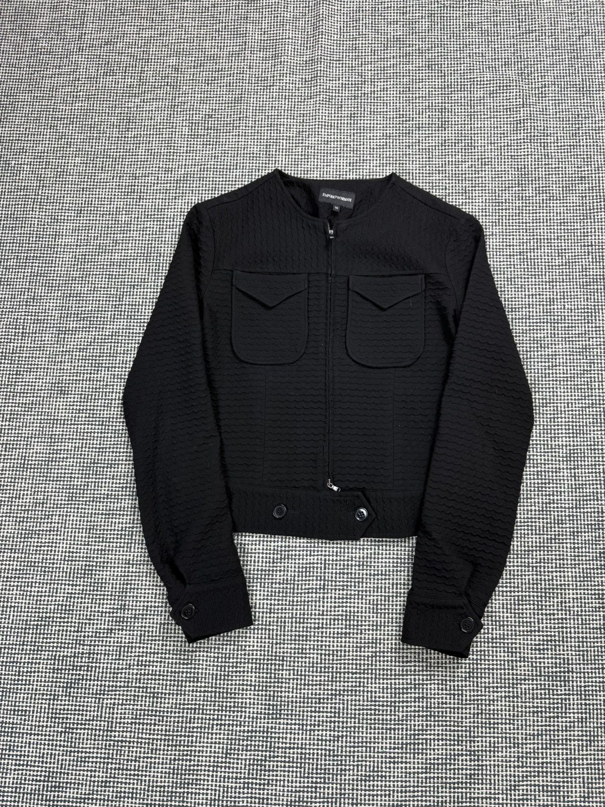 Armani Emporio Armani zip up wave knit jacket cropped designer Size XS / US 0-2 / IT 36-38 - 2 Thumbnail